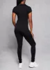 Seamless Ribbed Collared Zip Front Jumpsuit sold by Rainbow