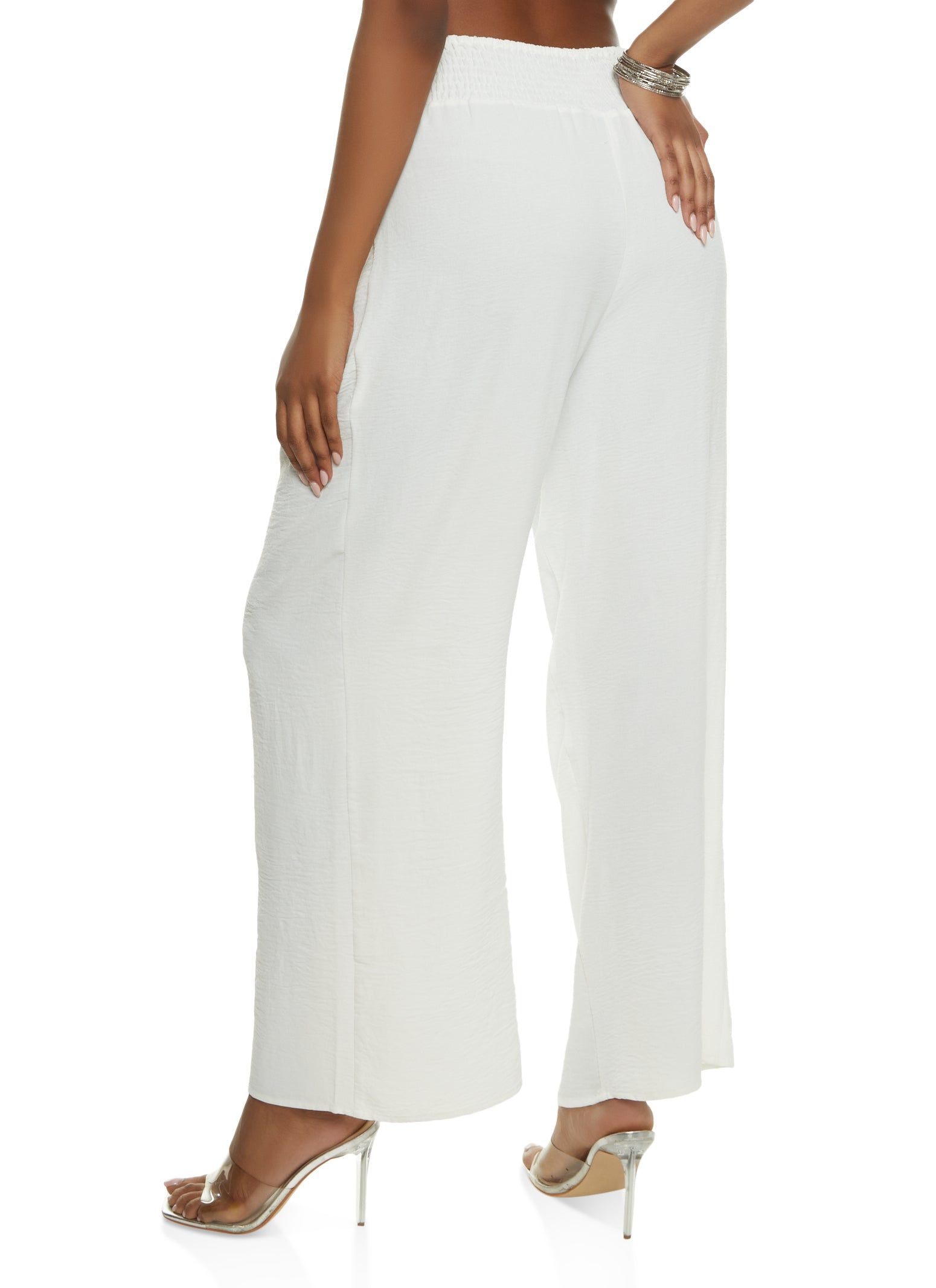 Crepe Knit Smocked Detail Wide Leg Pants sold by Rainbow product image thumbnail 2