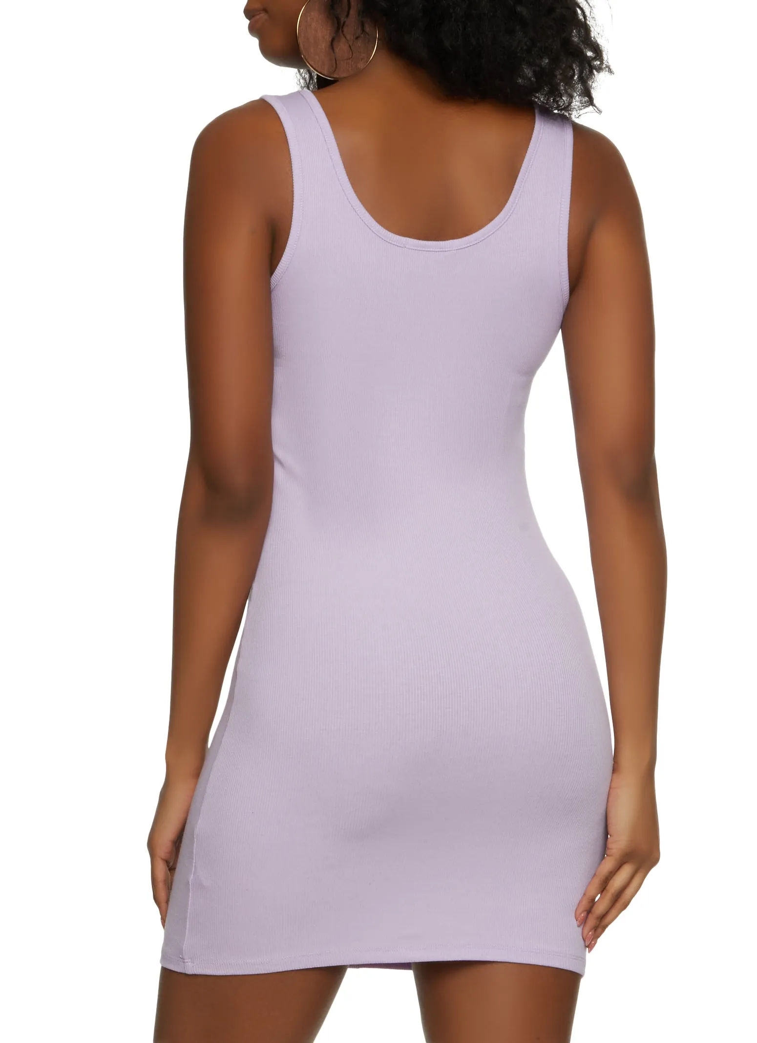 Rib Knit Scoop Neck Button Detail Tank Dress sold by Rainbow product image thumbnail 2