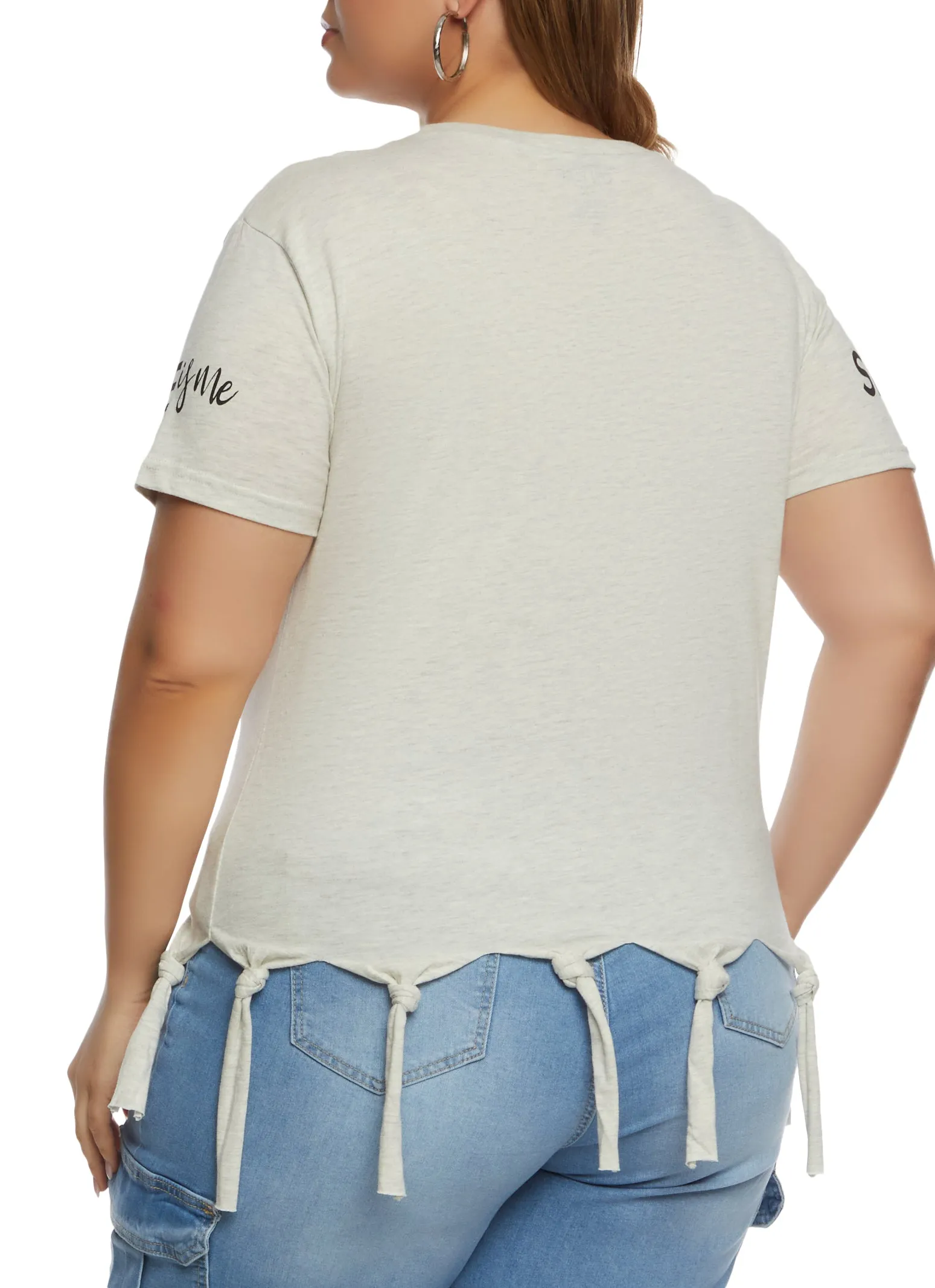 Plus Size She Is Me Graphic Knot Fringe Tee sold by Rainbow product image thumbnail 3