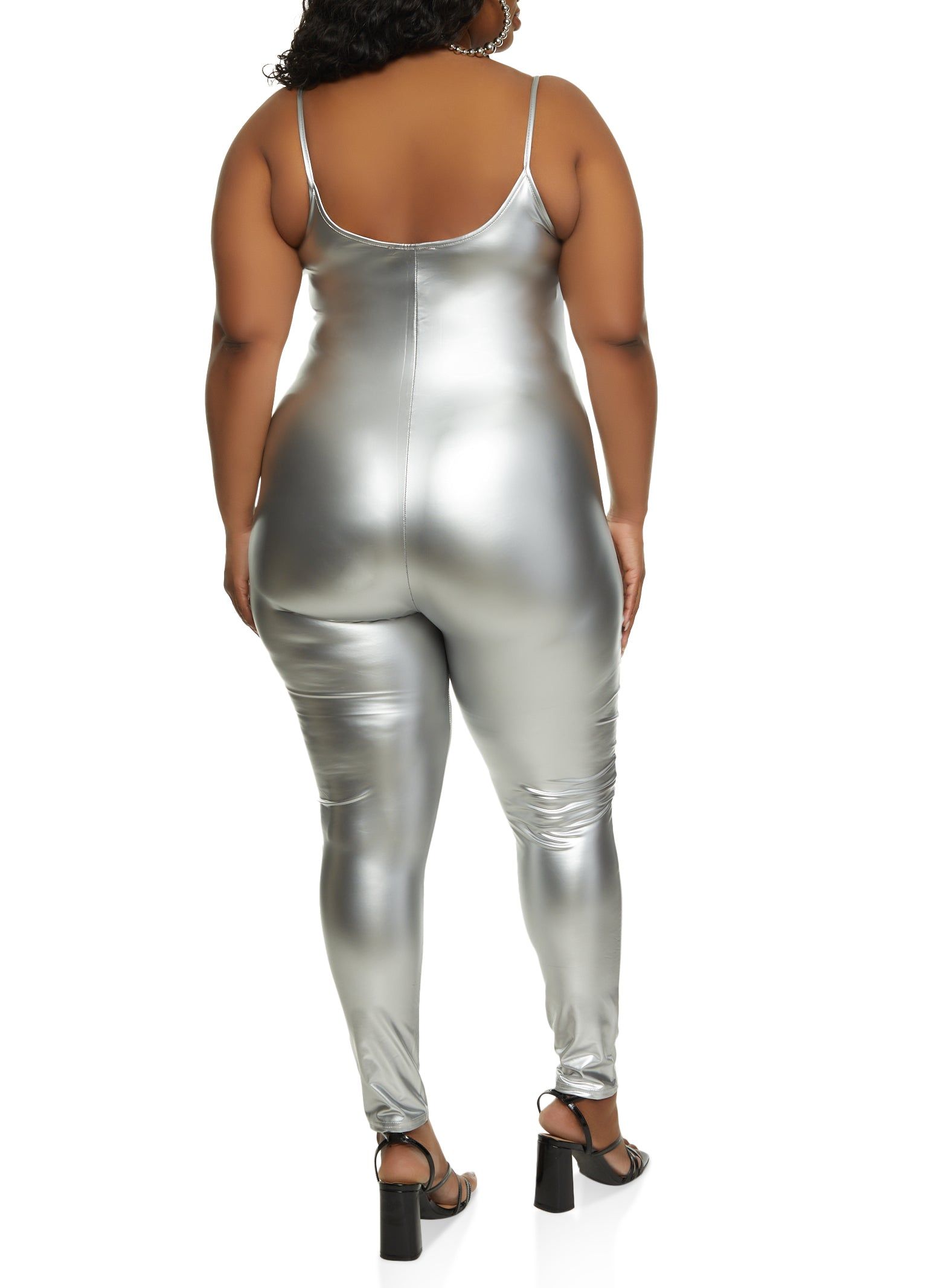 Plus Size Faux Leather Scoop Neck Catsuit sold by Rainbow product image thumbnail 2
