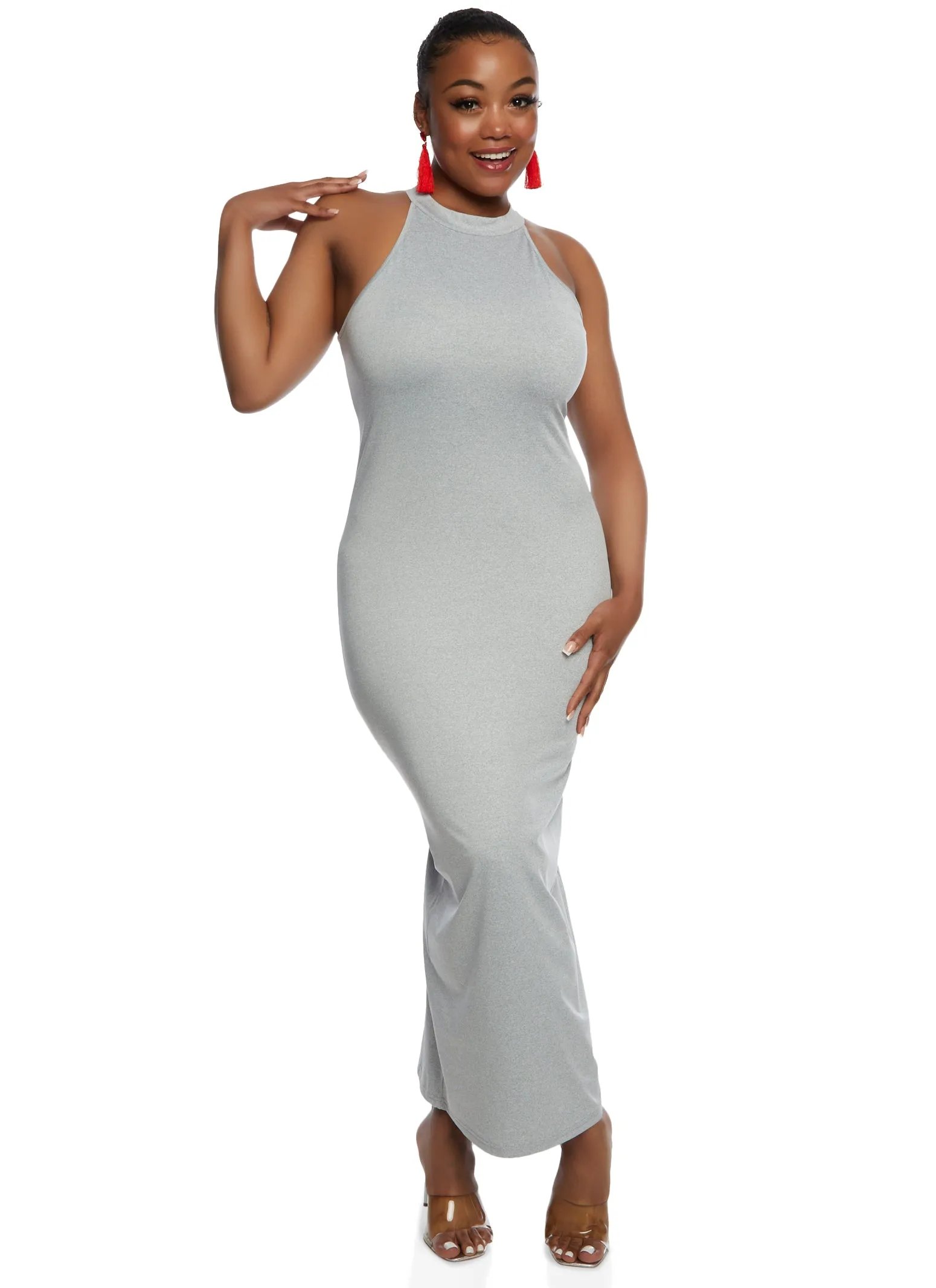 Plus Size Daisy Mock Neck Sleeveless Maxi Dress sold by Rainbow