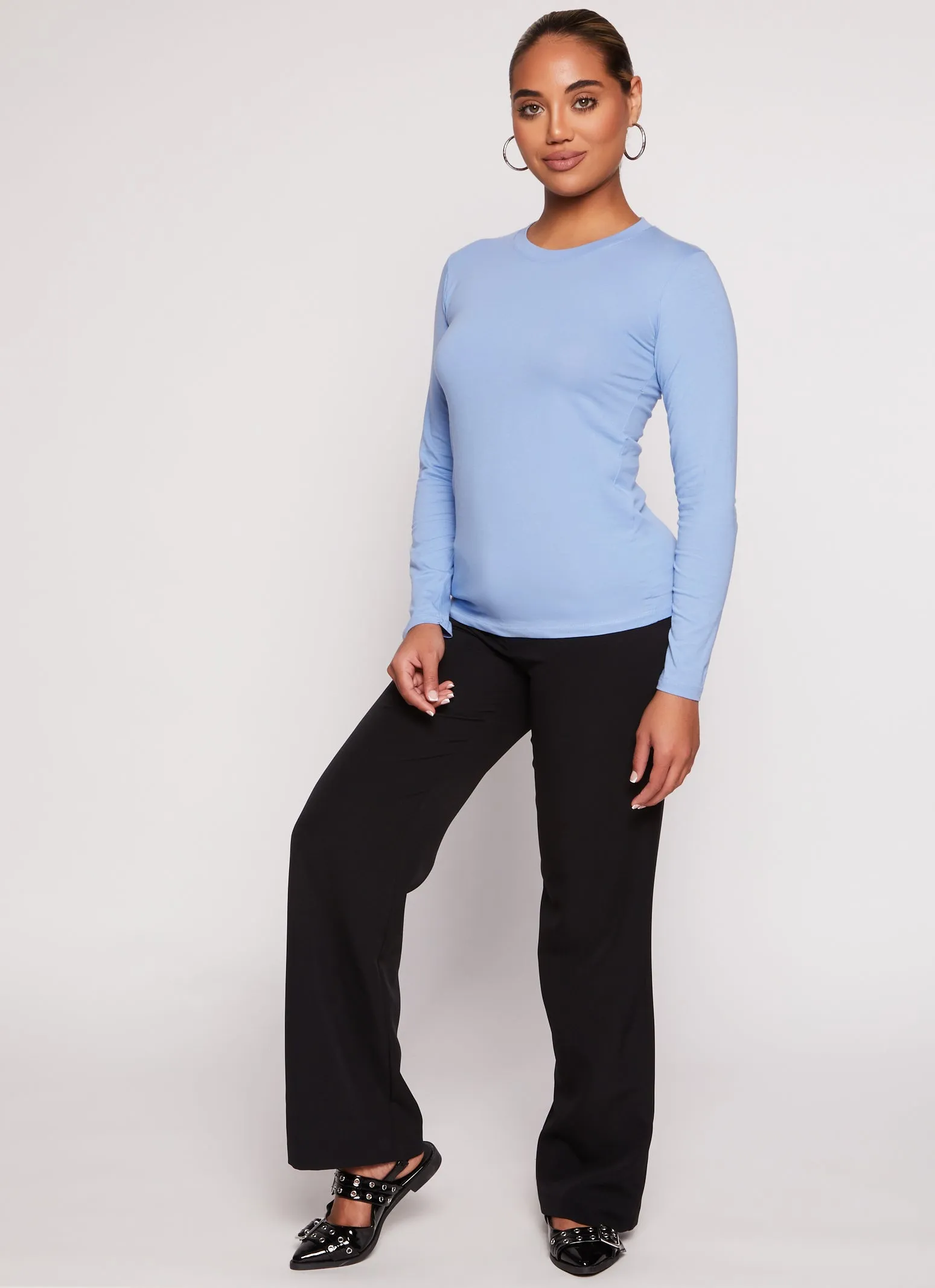 Basic Crew Neck Long Sleeve T Shirt sold by Rainbow product image thumbnail 2