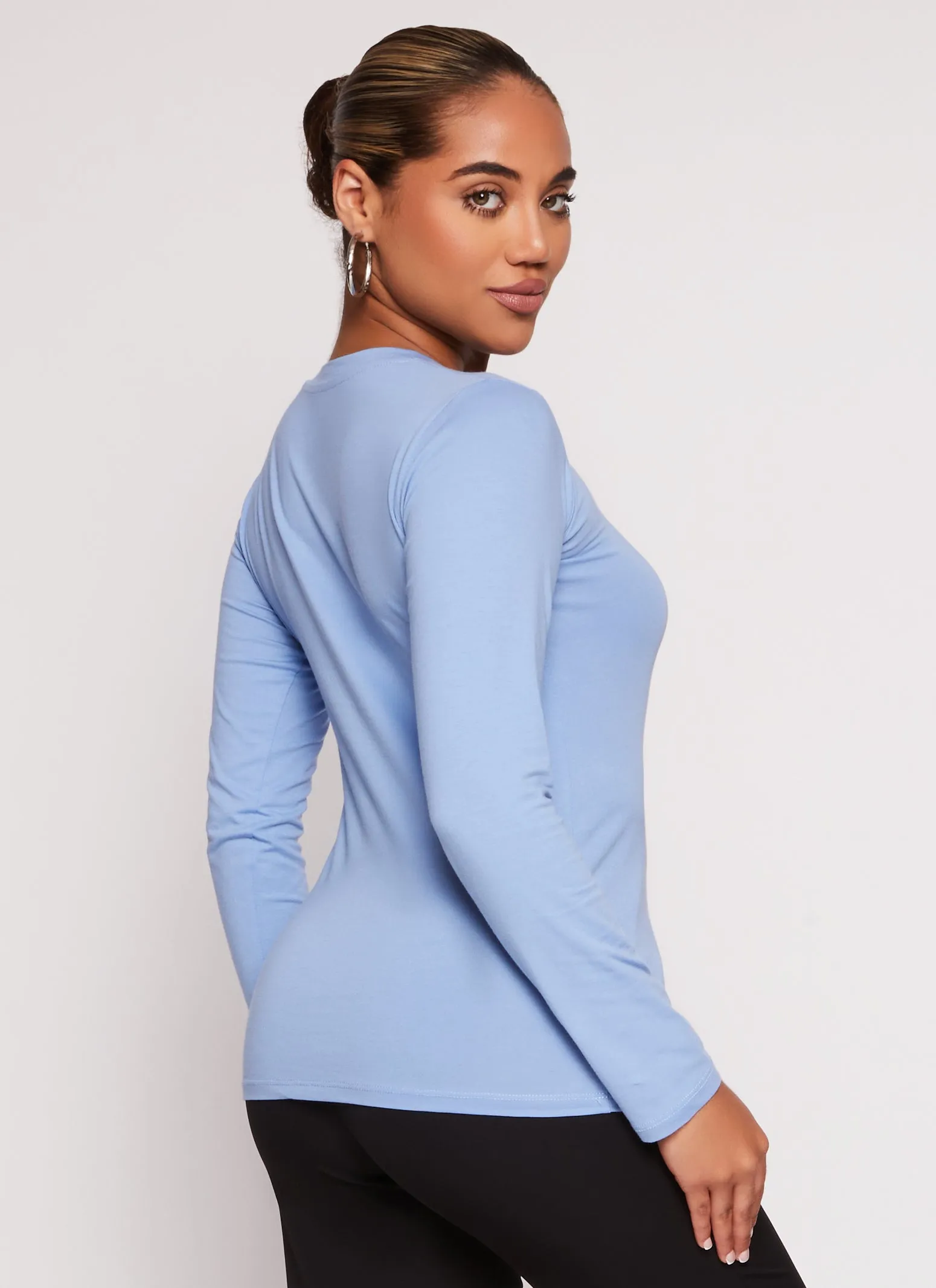 Basic Crew Neck Long Sleeve T Shirt sold by Rainbow product image thumbnail 3