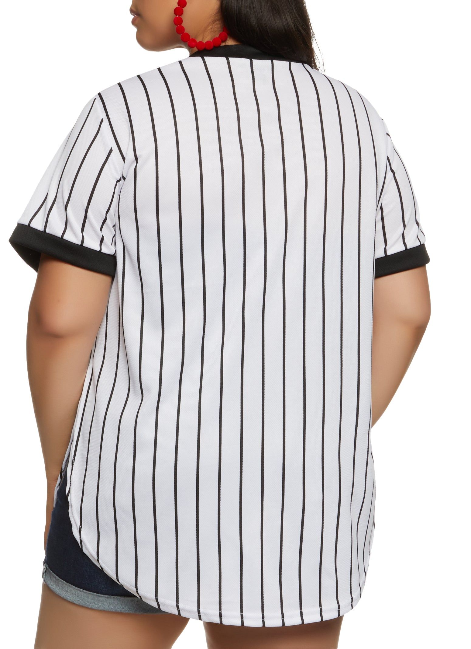 Plus Size Striped Hustle Mesh Baseball Tee sold by Rainbow product image thumbnail 2