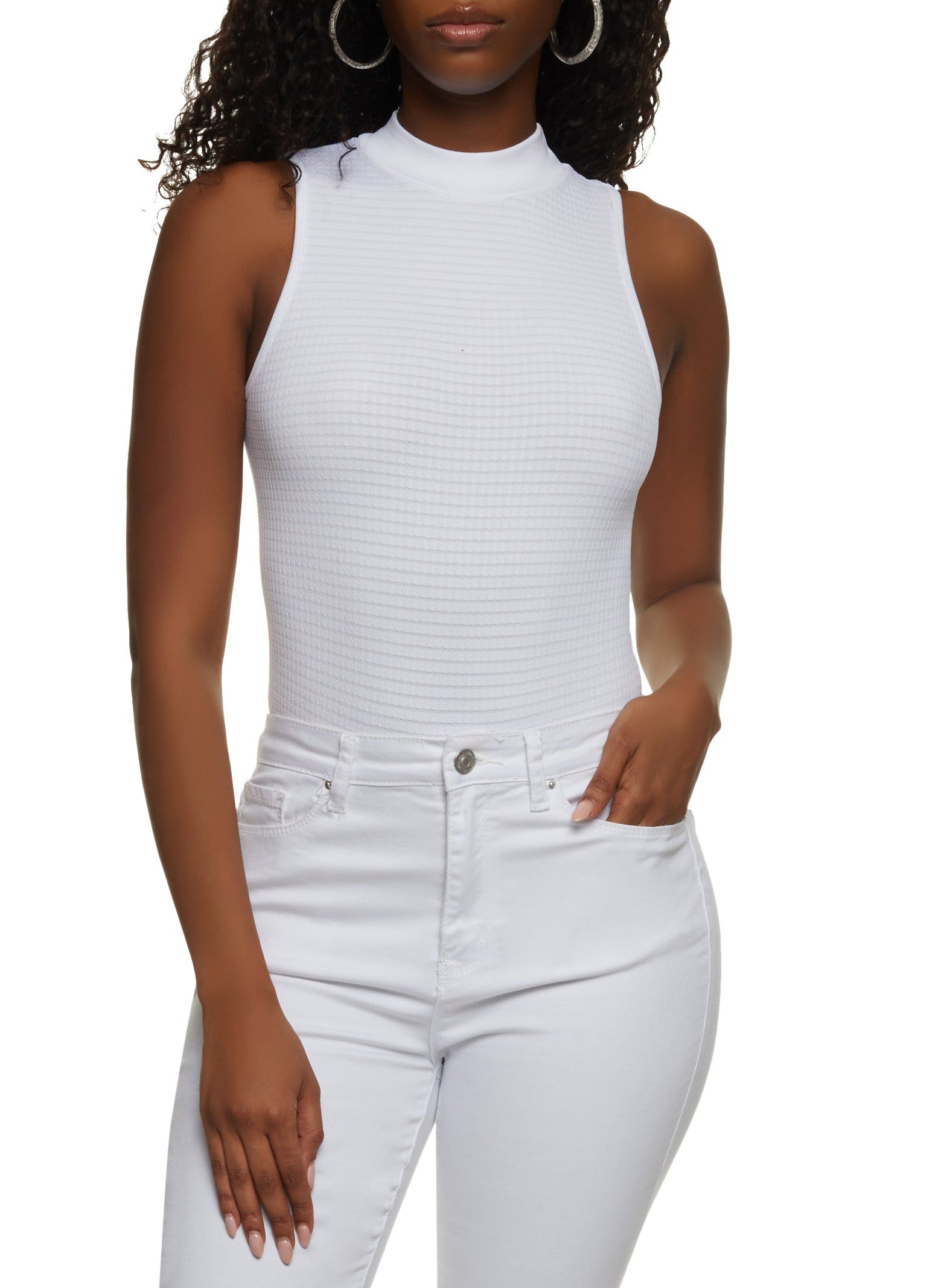 Sleeveless Seamless Waffle Knit Bodysuit sold by Rainbow product image thumbnail 2
