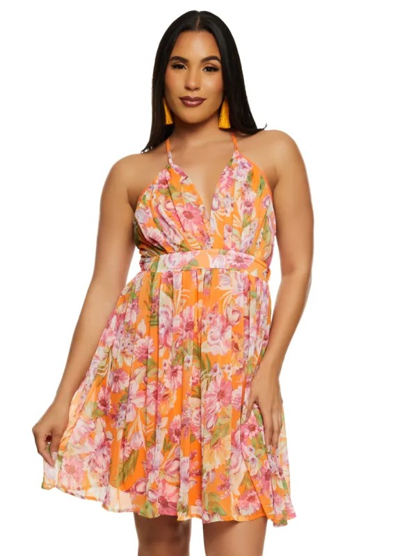 Haute Monde Floral Print Criss Cross Back Cami Dress sold by Rainbow
