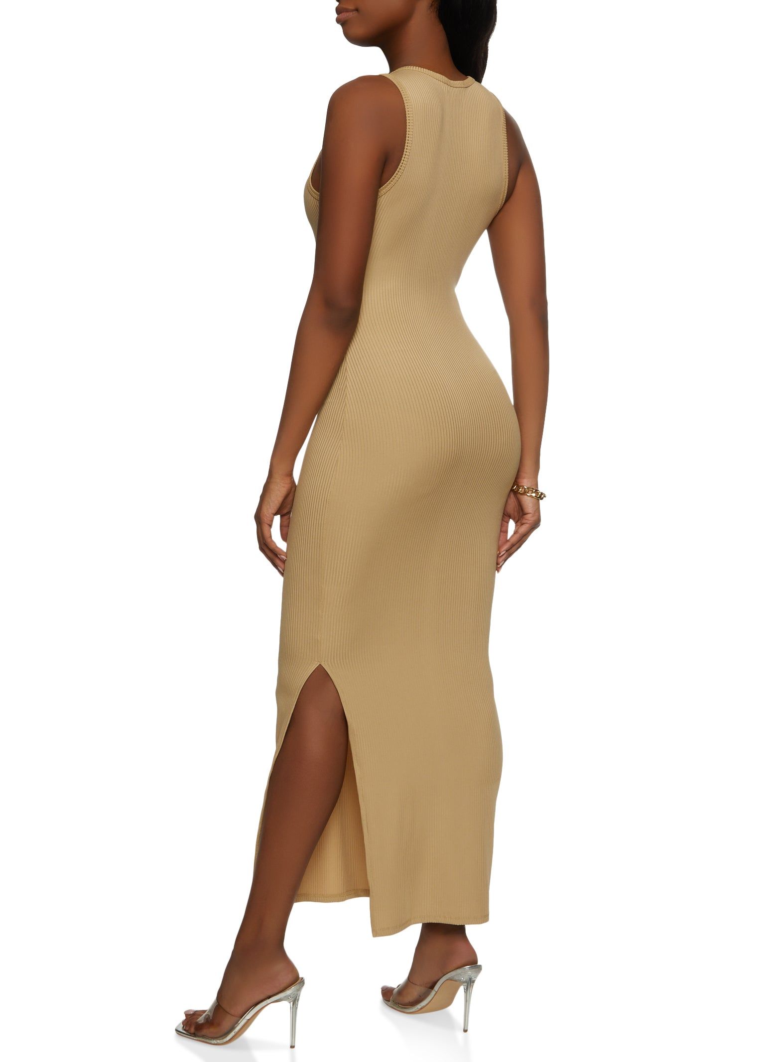 Rib Knit Side Slit Tank Dress sold by Rainbow product image thumbnail 3