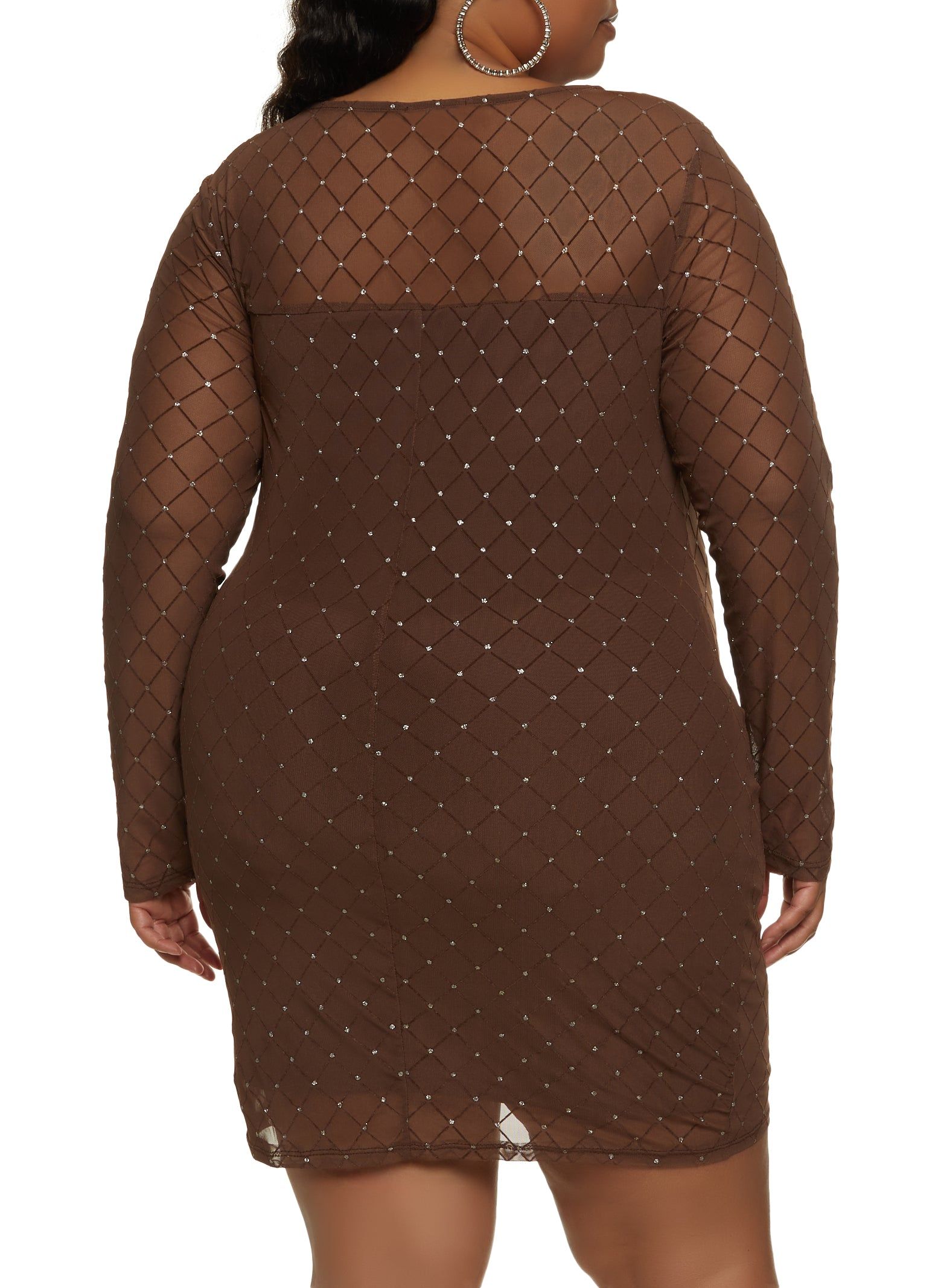 Plus Size Glitter Mesh Keyhole Dress sold by Rainbow product image thumbnail 3