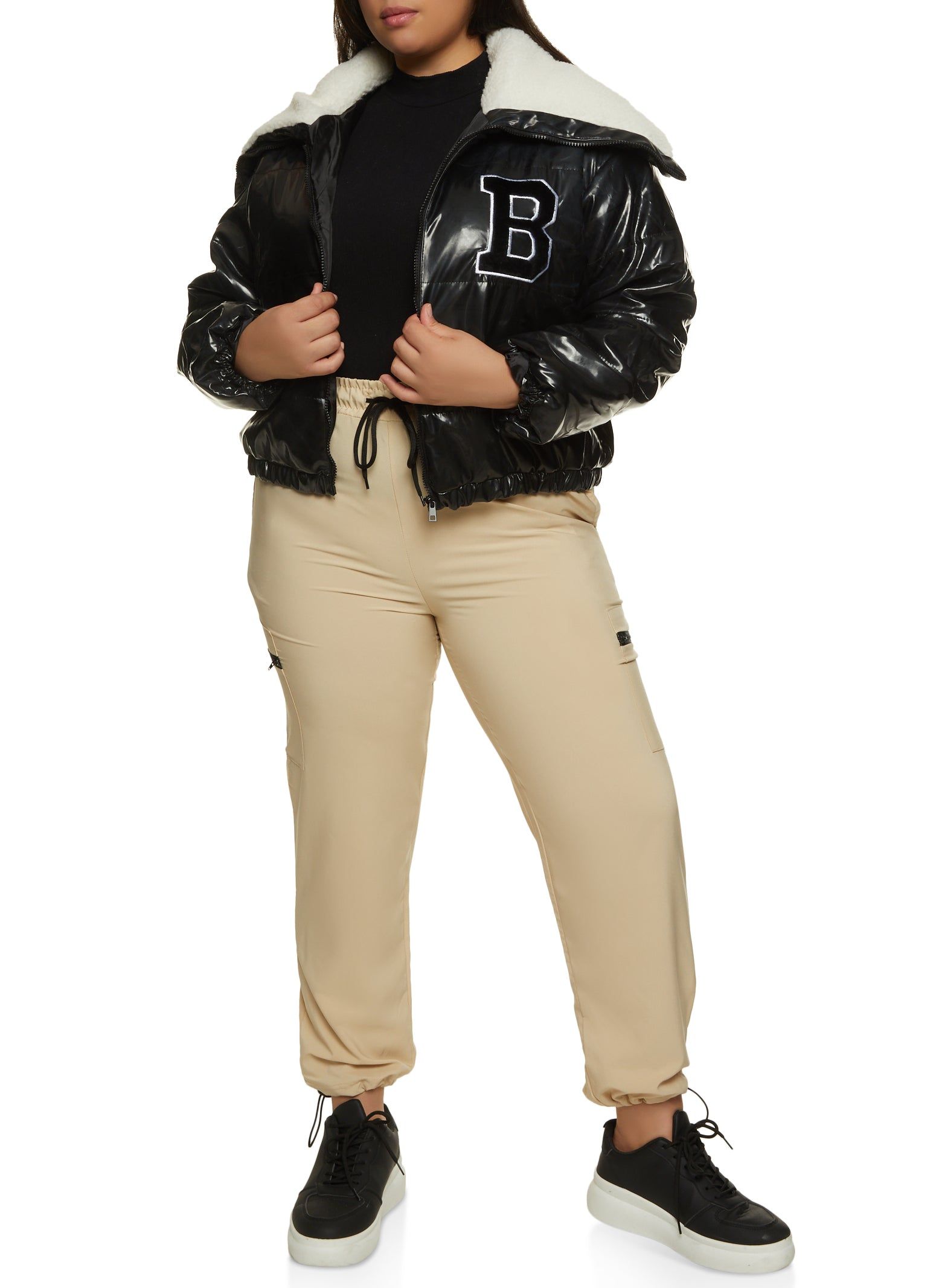 Plus Size Solid Zip Pocket Parachute Joggers sold by Rainbow product image thumbnail 2