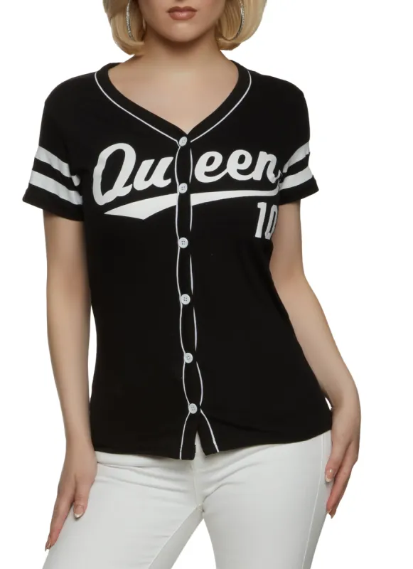 Queen 10 Varsity Stripe Baseball Jersey sold by Rainbow