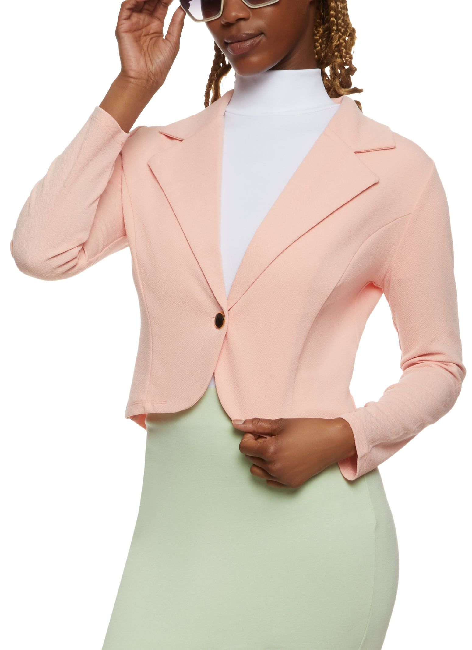 Basic Cropped One Button Blazer sold by Rainbow