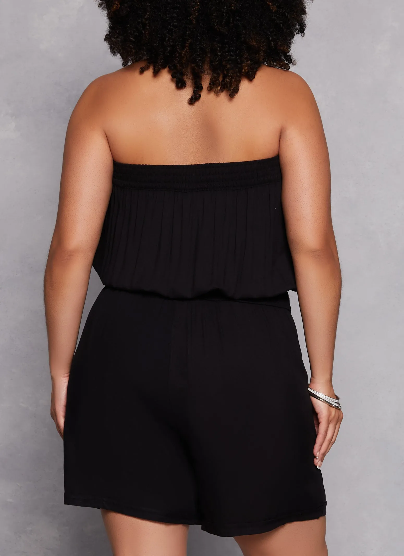 Plus Size Strapless Tie Waist Utility Romper sold by Rainbow product image thumbnail 3
