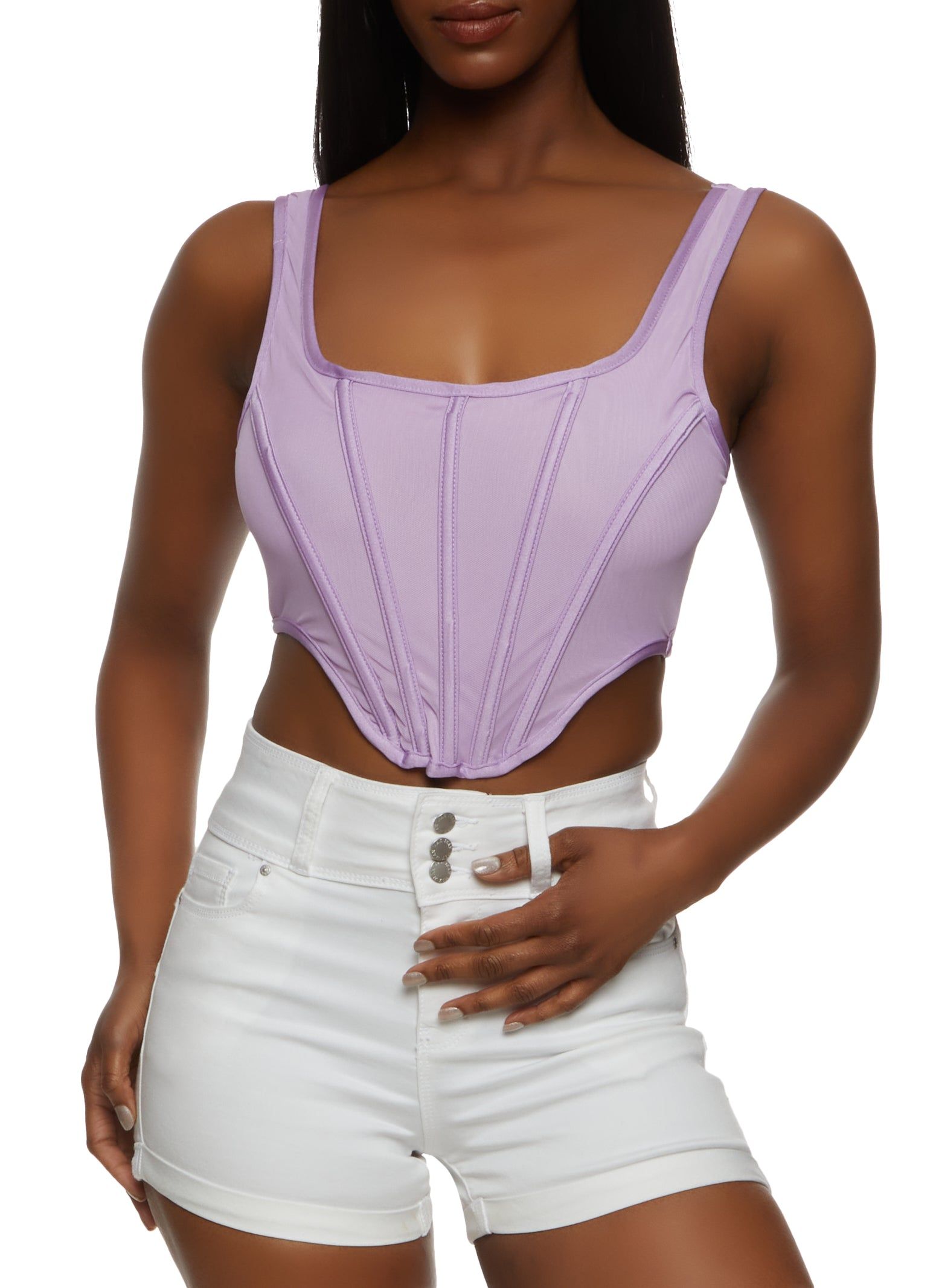 Mesh Corset Cropped Tank Top sold by Rainbow