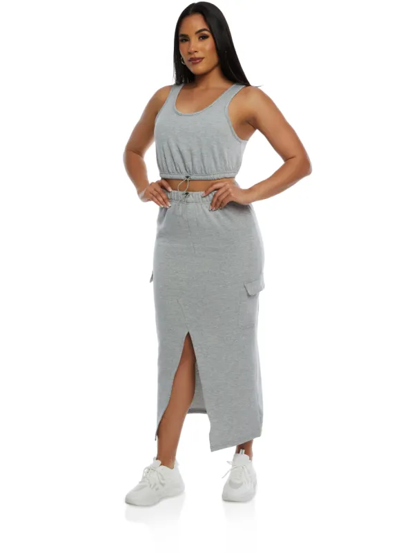 Almost Famous Toggle Drawstring Cargo Pocket Maxi Skirt sold by Rainbow