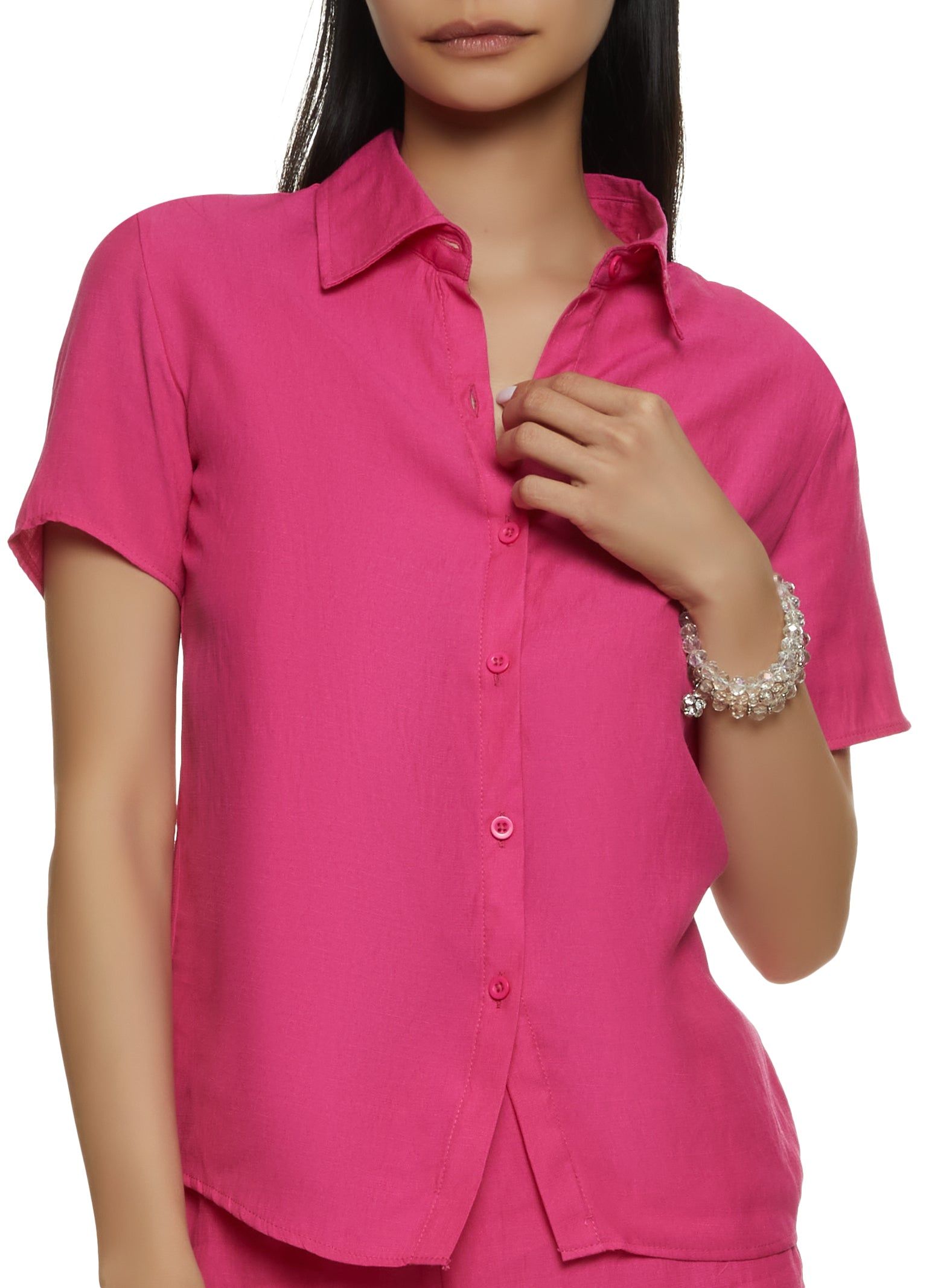 Solid Button Down Short Sleeve Shirt sold by Rainbow