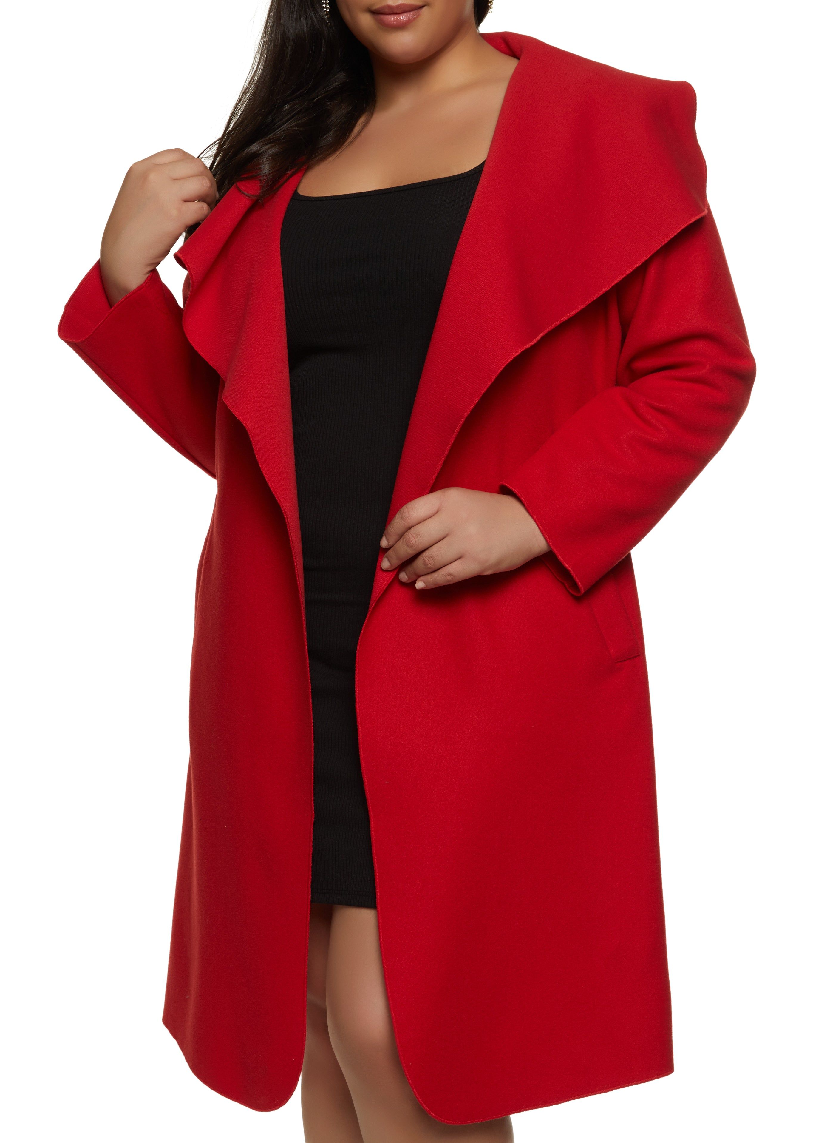 Plus Size Solid Belted Wrap Coat sold by Rainbow