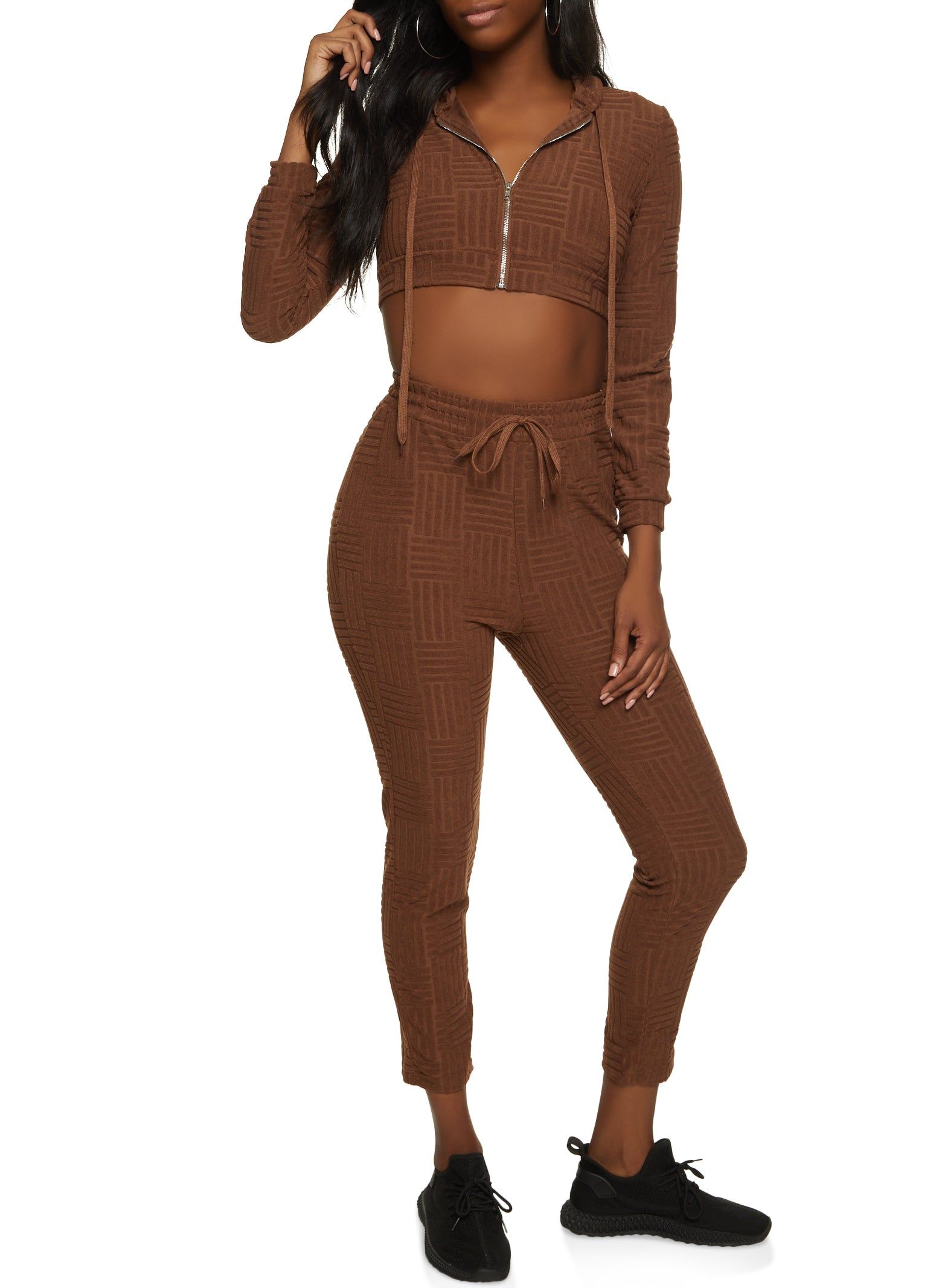 Terry Cloth Zip Front Cropped Hoodie sold by Rainbow product image thumbnail 2