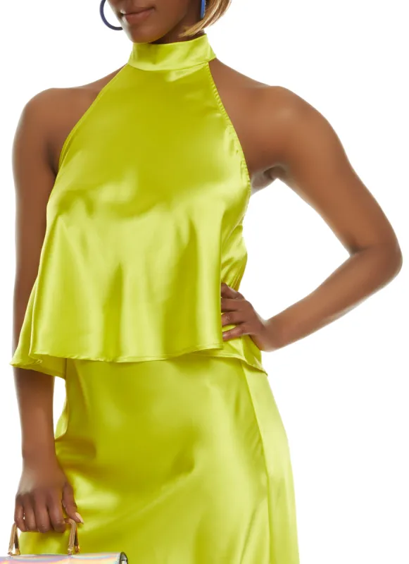Open Back Ribbon Halter Neck Top sold by Rainbow