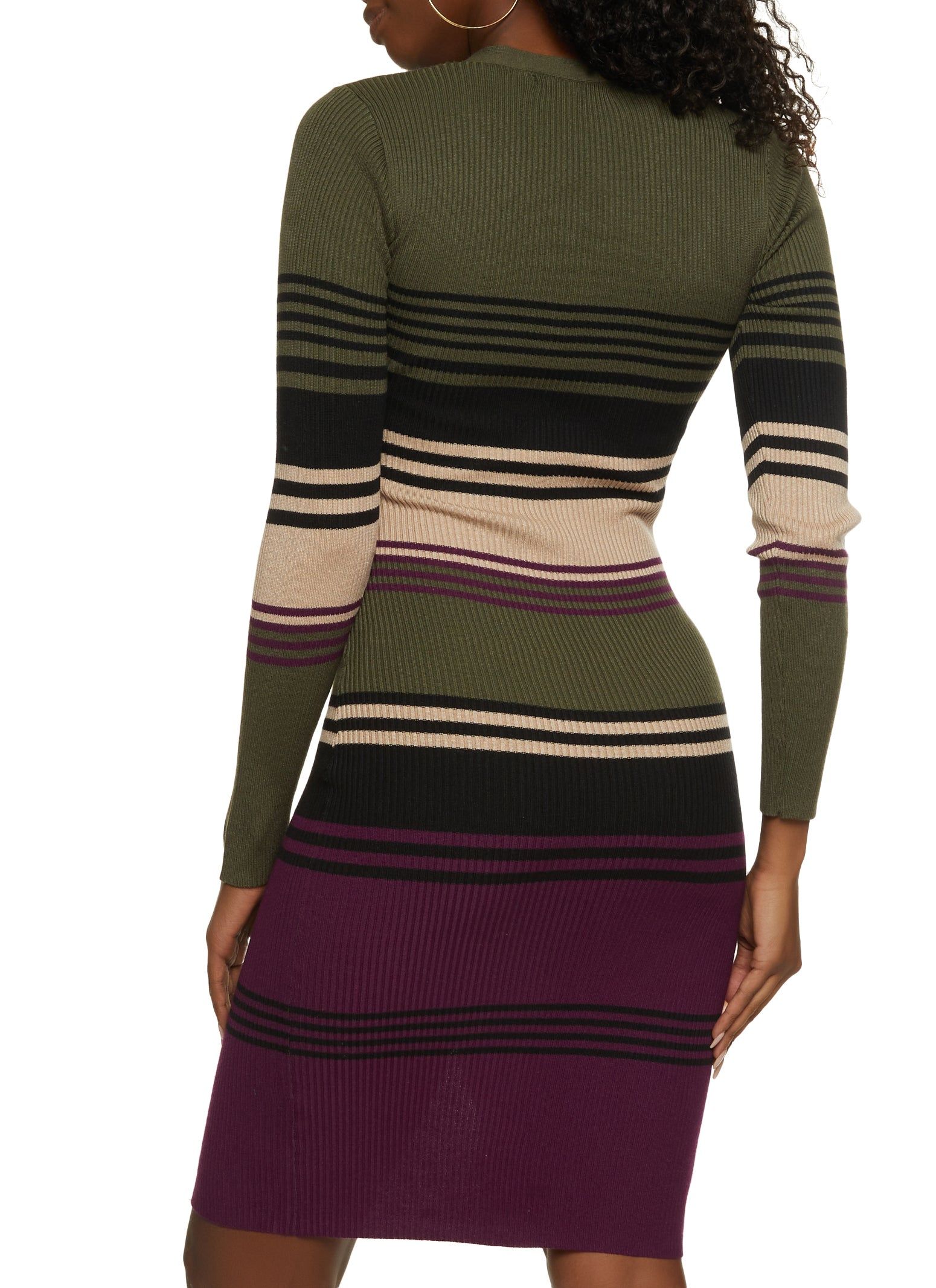 Striped Faux Button Front Midi Sweater Dress sold by Rainbow product image thumbnail 3
