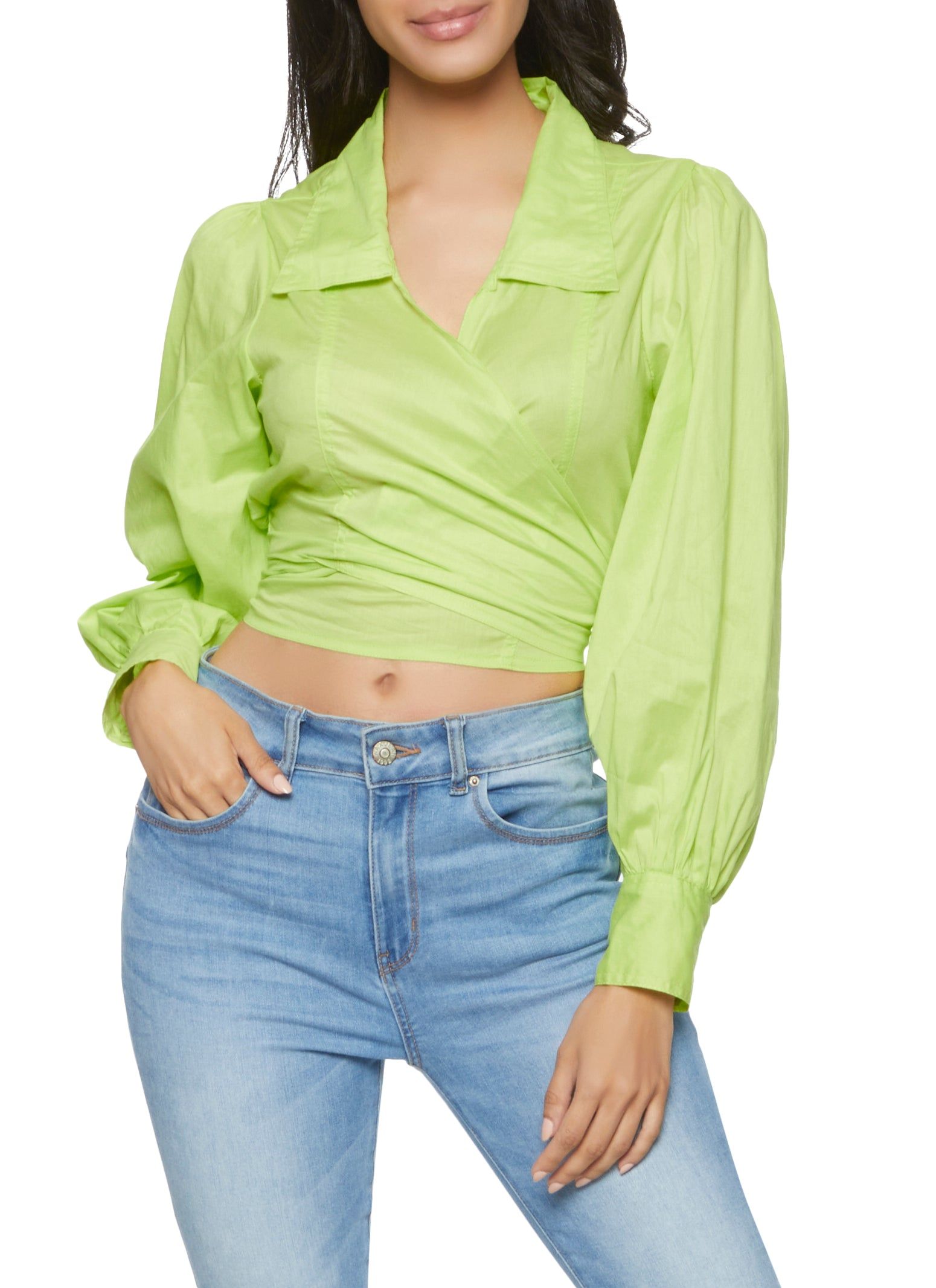 Smocked Poplin Wrap Top sold by Rainbow