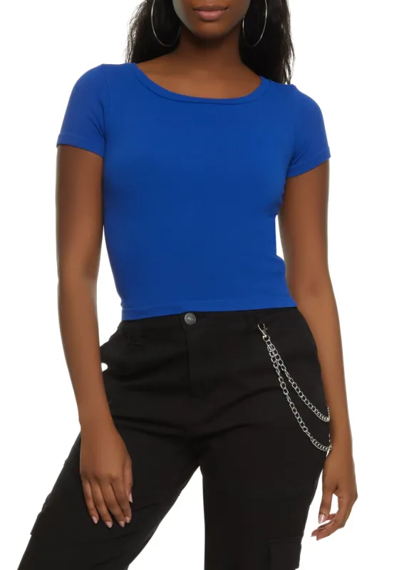 Basic  Ribbed Crew Neck Seamless Tee sold by Rainbow