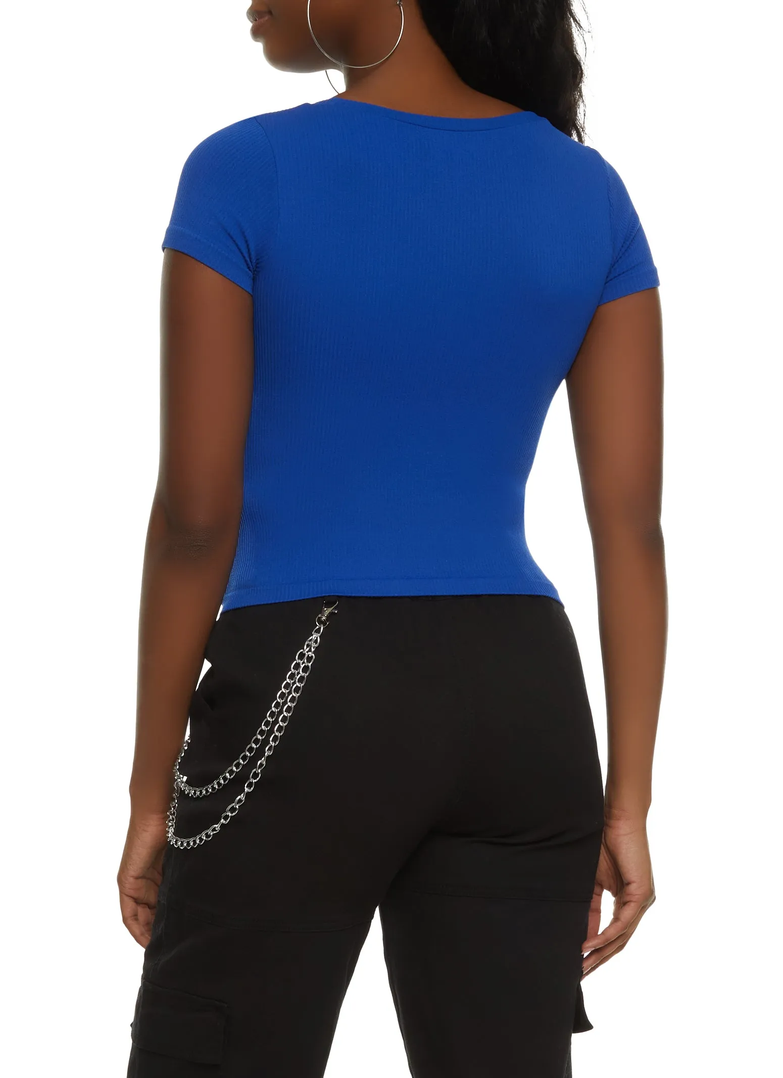 Basic Ribbed Crew Neck Seamless Tee sold by Rainbow product image thumbnail 2