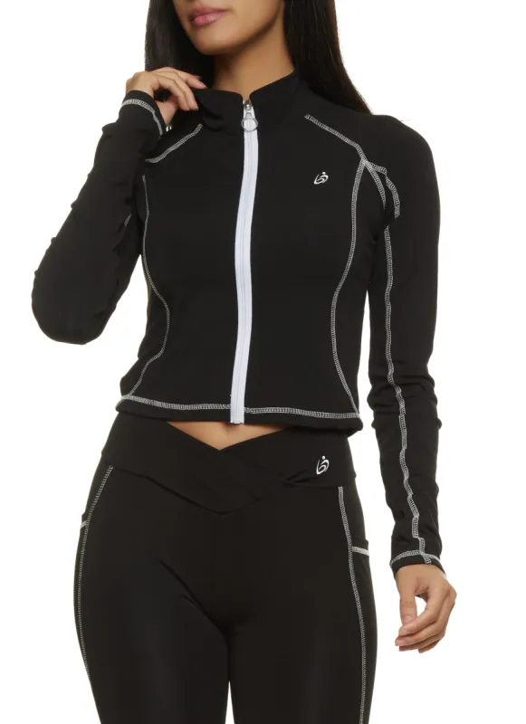 Decorative Stitch Cropped Track Jacket sold by Rainbow