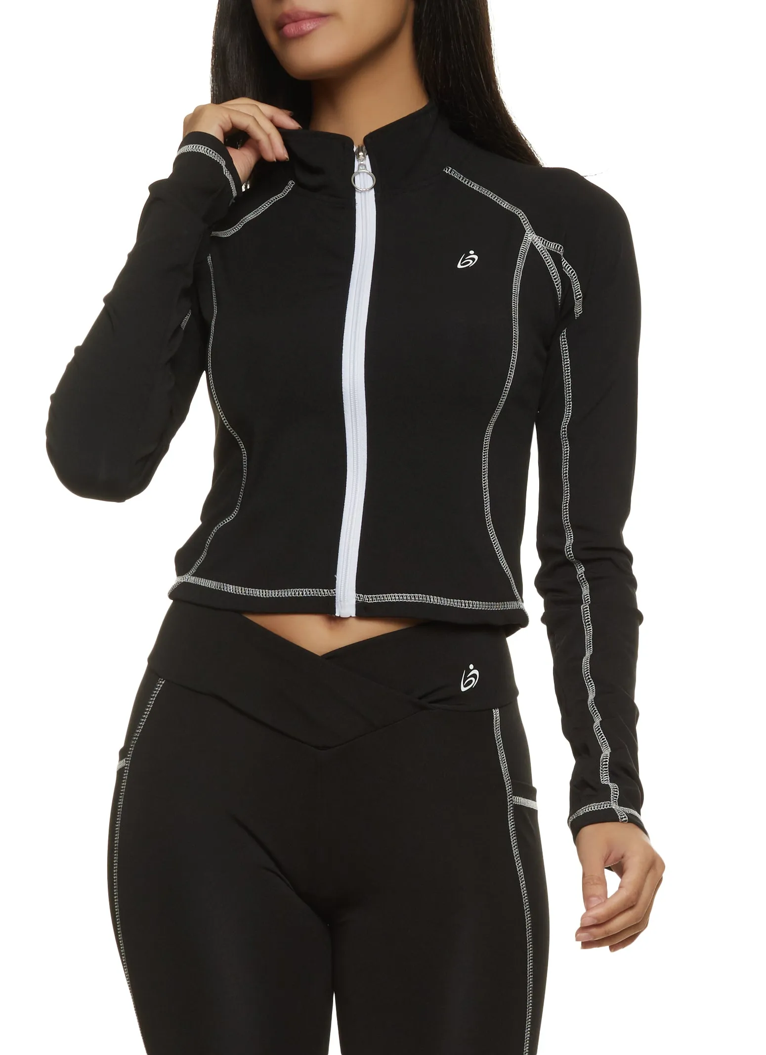 Decorative Stitch Cropped Track Jacket sold by Rainbow