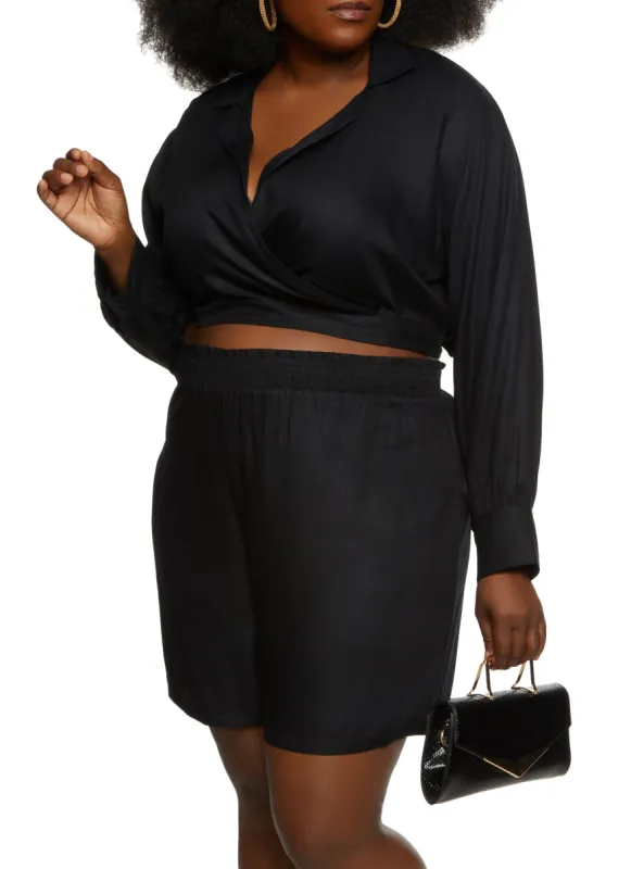 Plus Size Tie Back Long Sleeve Blouse sold by Rainbow