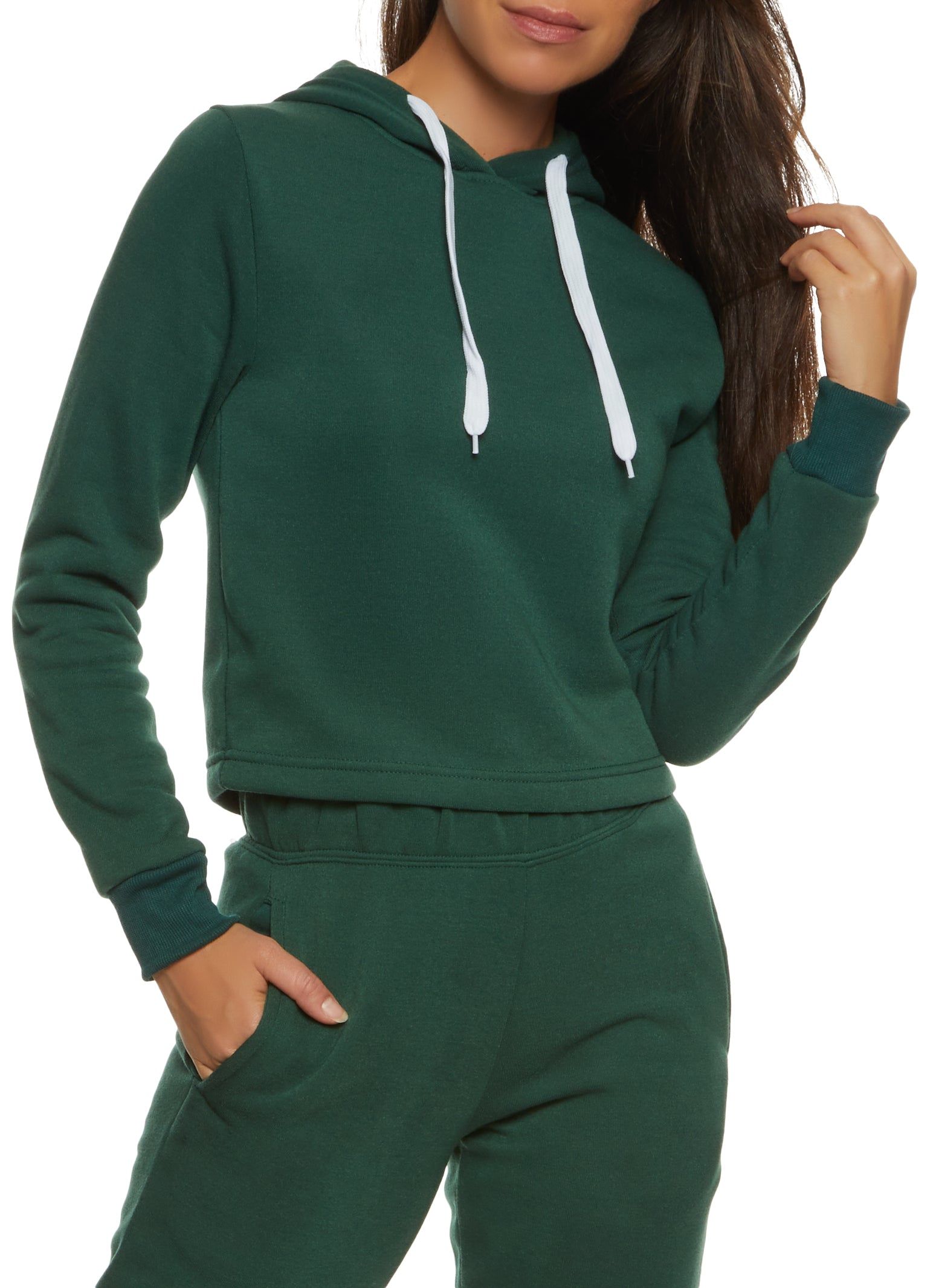 Fleece Hooded Cropped Sweatshirt sold by Rainbow