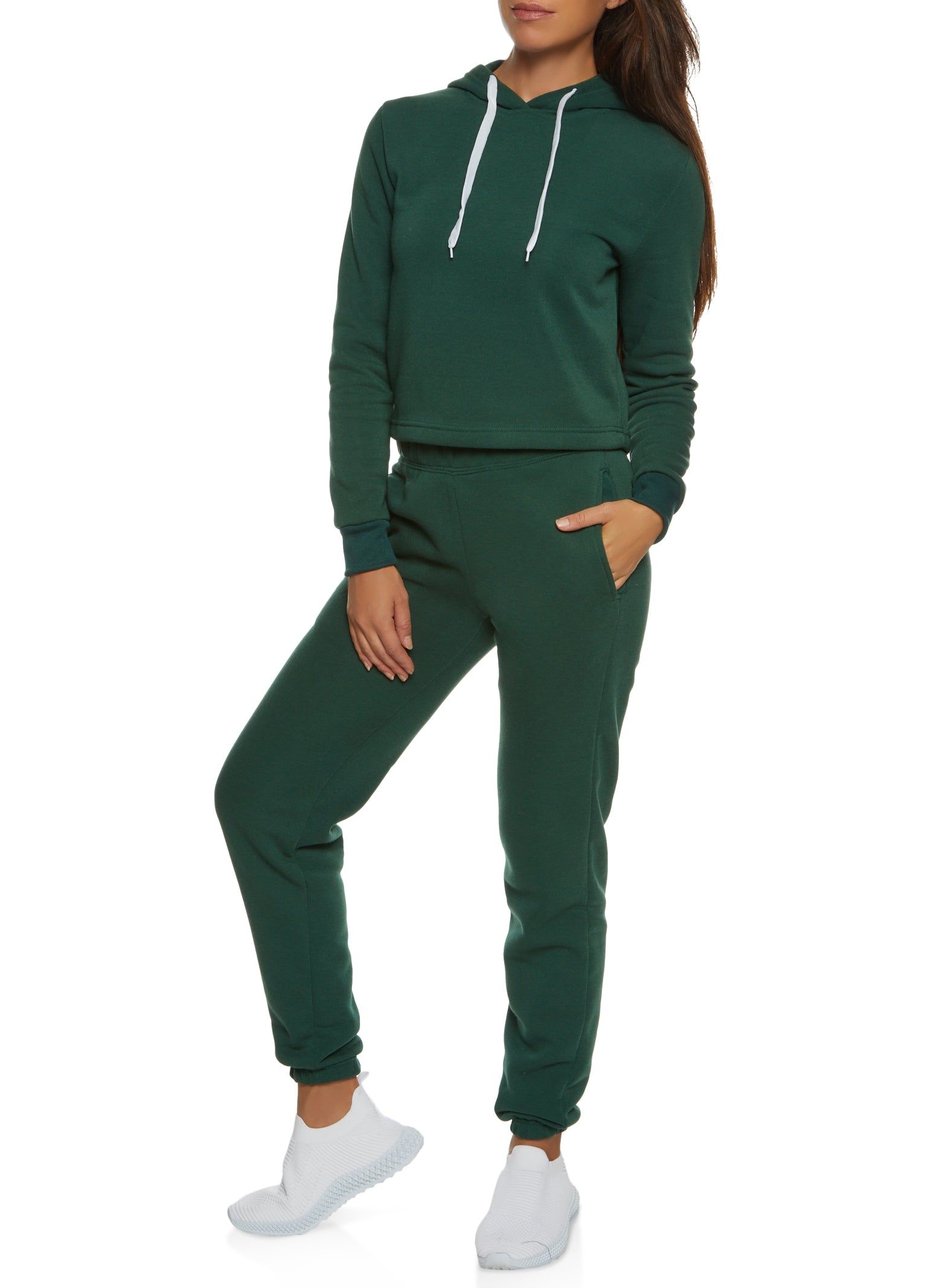 Fleece Hooded Cropped Sweatshirt sold by Rainbow product image thumbnail 2