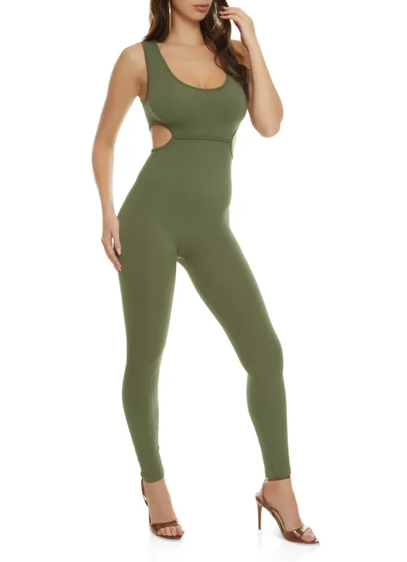 Scoop Neck Cut Out Tank Jumpsuit sold by Rainbow