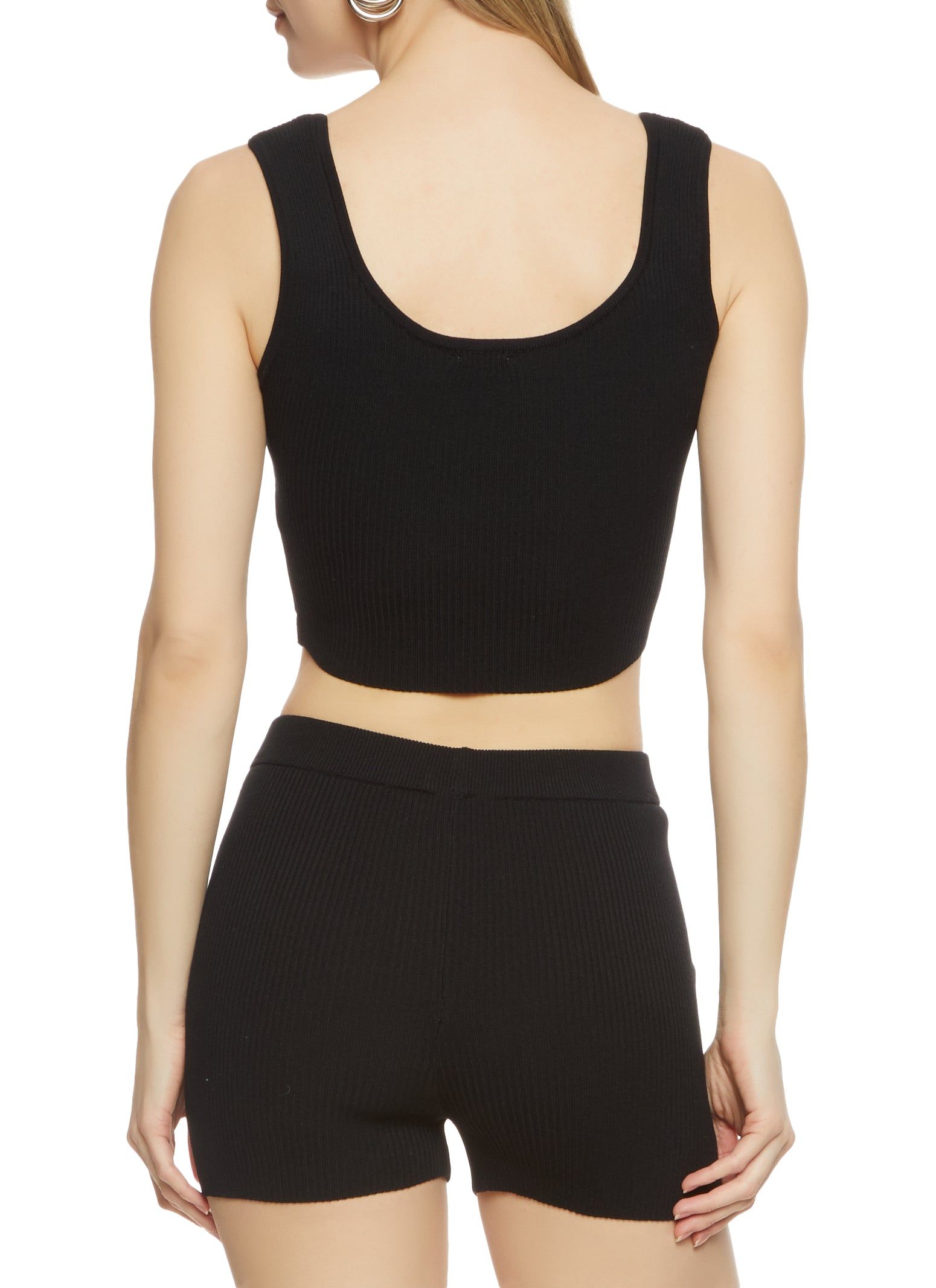 Ribbed Snap Button Detail Tie Front Tank Top sold by Rainbow product image thumbnail 3