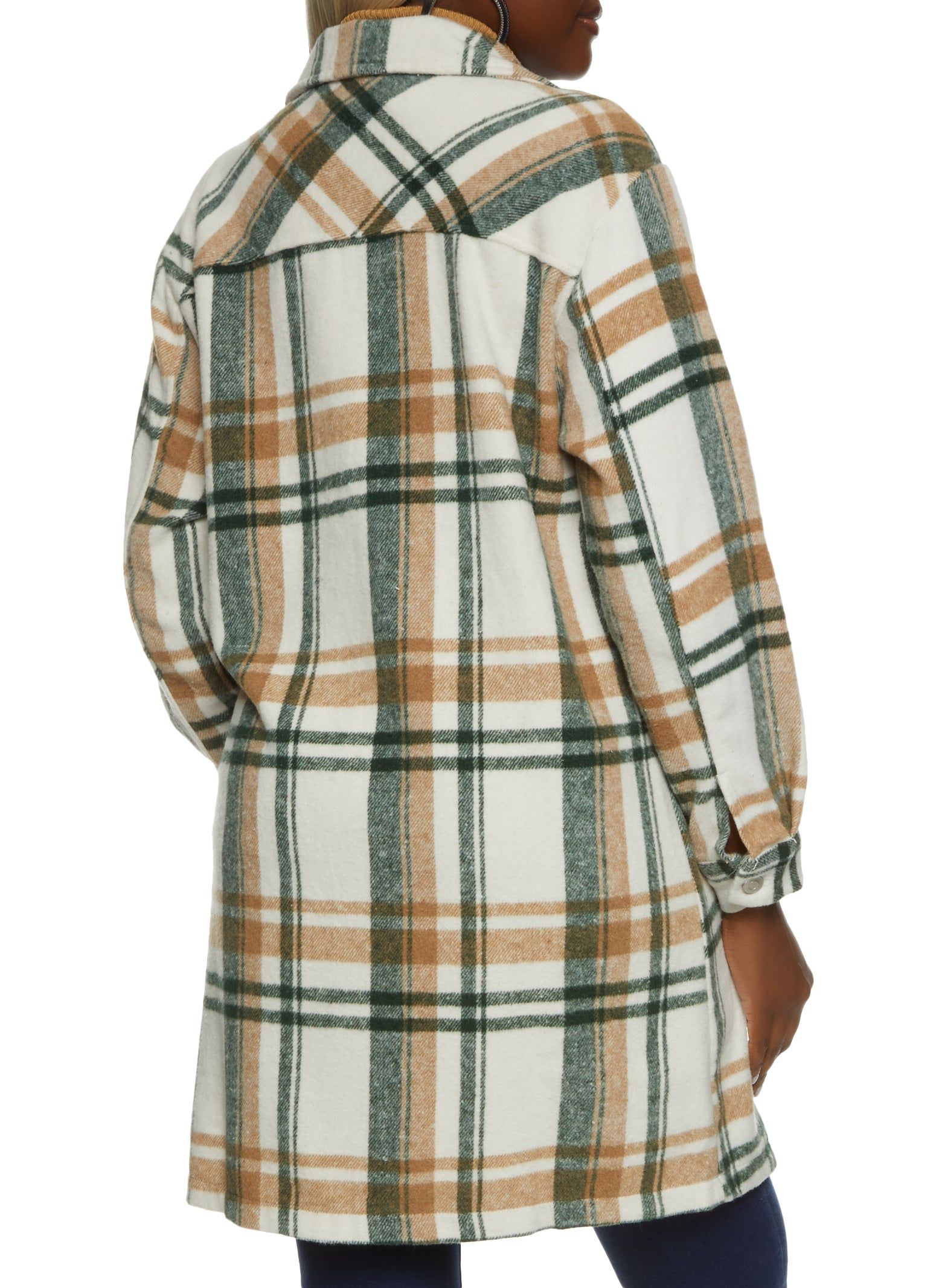 Plaid Pocket Detail Button Front Shacket sold by Rainbow product image thumbnail 3