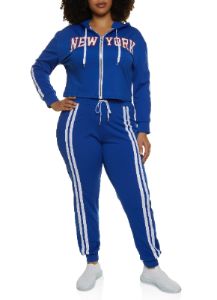 Plus Size New York Zip Front Graphic Hoodie sold by Rainbow