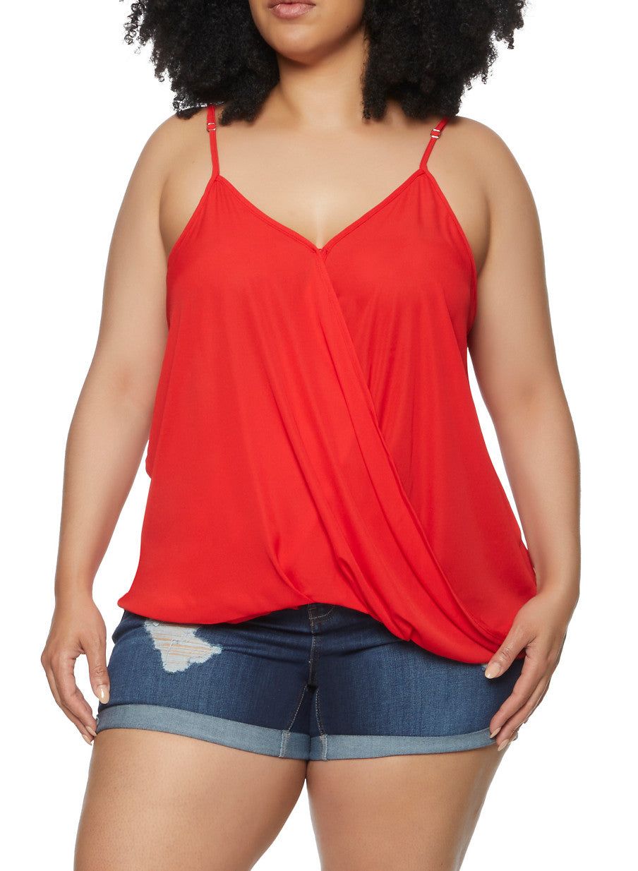 Plus Size Solid Faux Wrap Cami sold by Rainbow