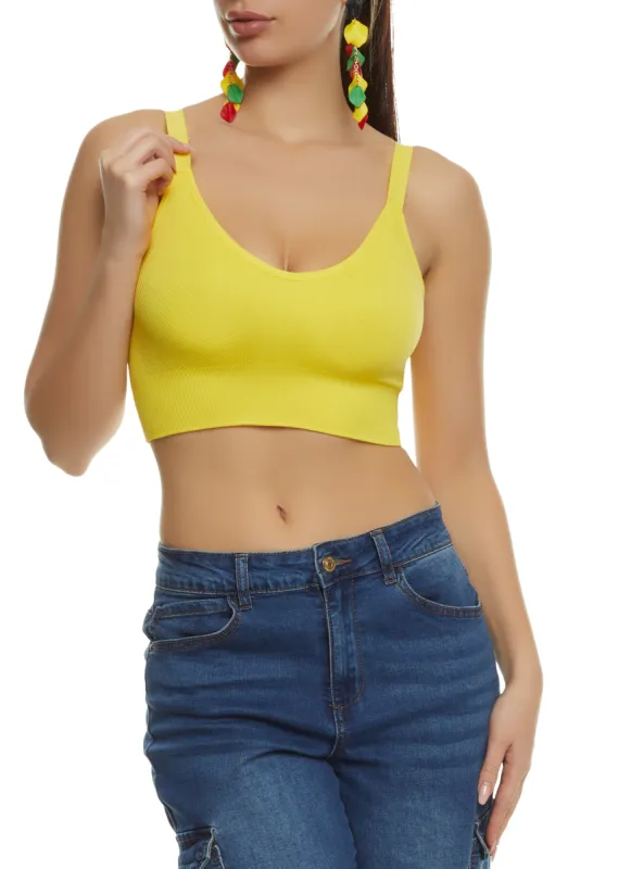 Seamless Solid Ribbed Knit Cropped Cami sold by Rainbow