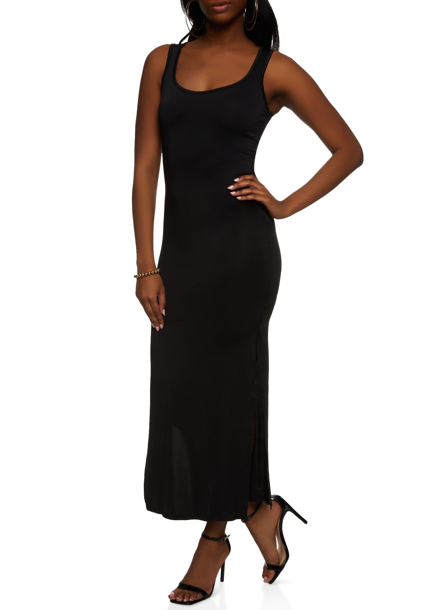 Scoop Neck Side Slit Maxi Tank Dress sold by Rainbow product image thumbnail 2