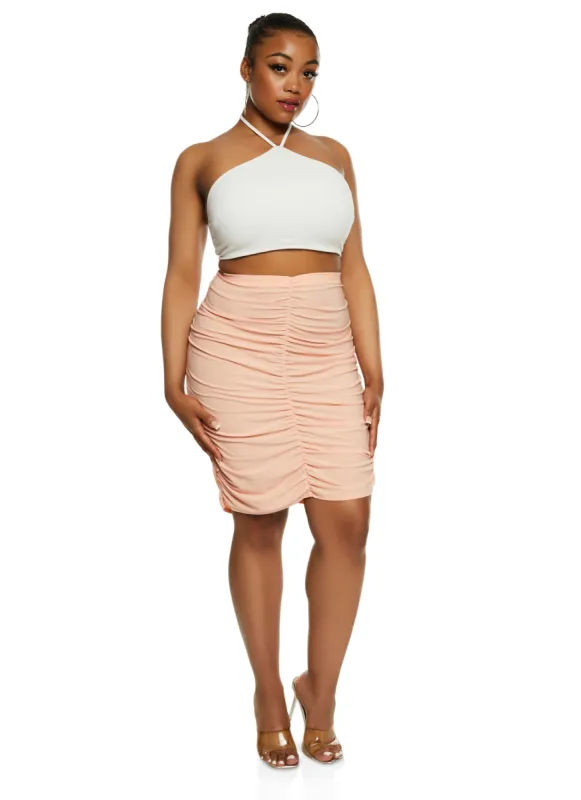 Plus Size High Waist Ruched Pencil Skirt sold by Rainbow