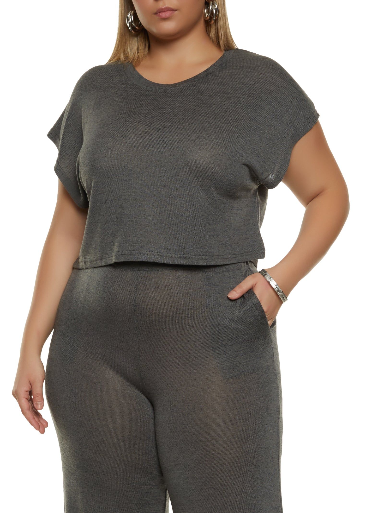 Plus Size Brushed Knit Dolman Sleeve Top sold by Rainbow