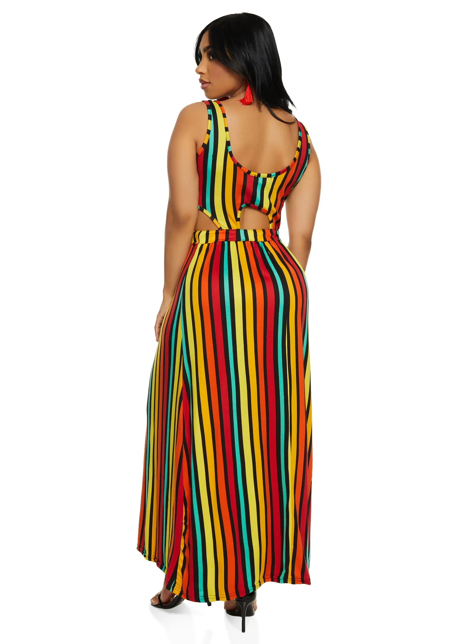 Cut Out Rainbow Striped Maxi Dress sold by Rainbow product image thumbnail 3