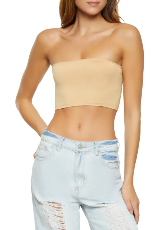 Solid Cropped Tube Top sold by Rainbow