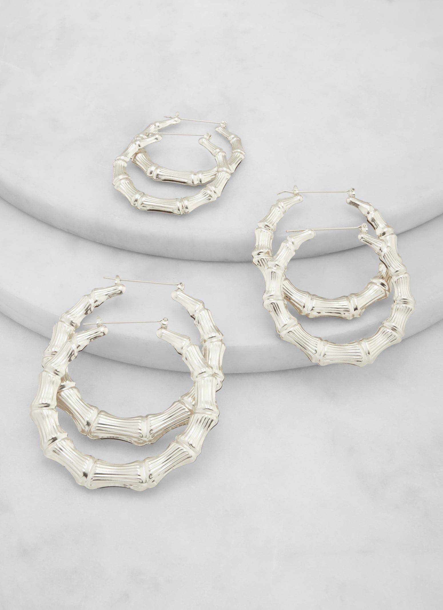 Metallic Bamboo Hoop Earring Trio sold by Rainbow product image thumbnail 2