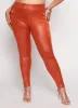 Plus Size Leather Look Flower Keyhole Leggings sold by Rainbow