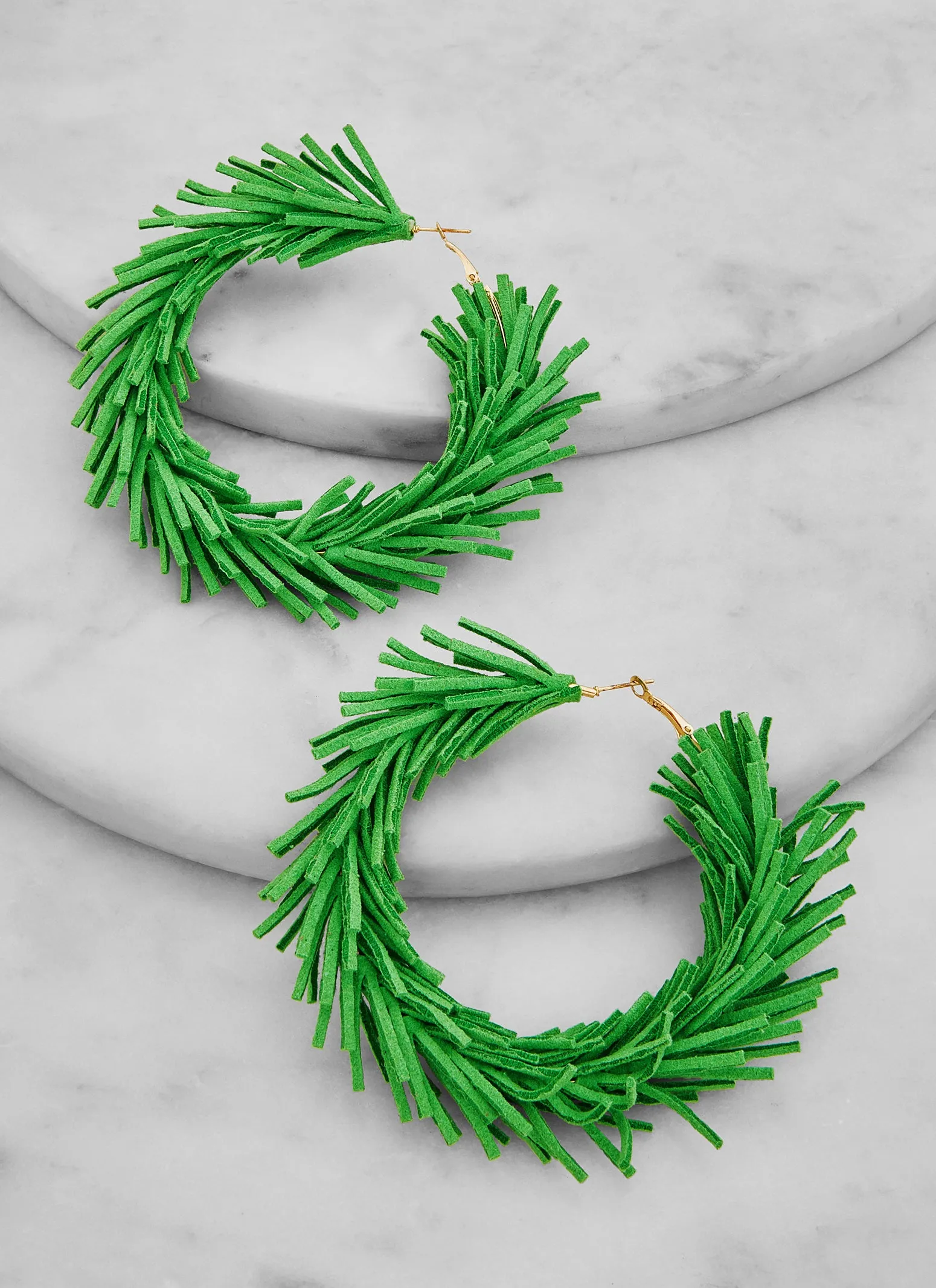 Faux Suede Fringe Hoop Earrings sold by Rainbow product image thumbnail 2