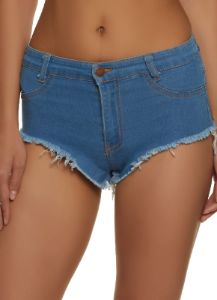 Frayed Hem Denim Short Shorts sold by Rainbow