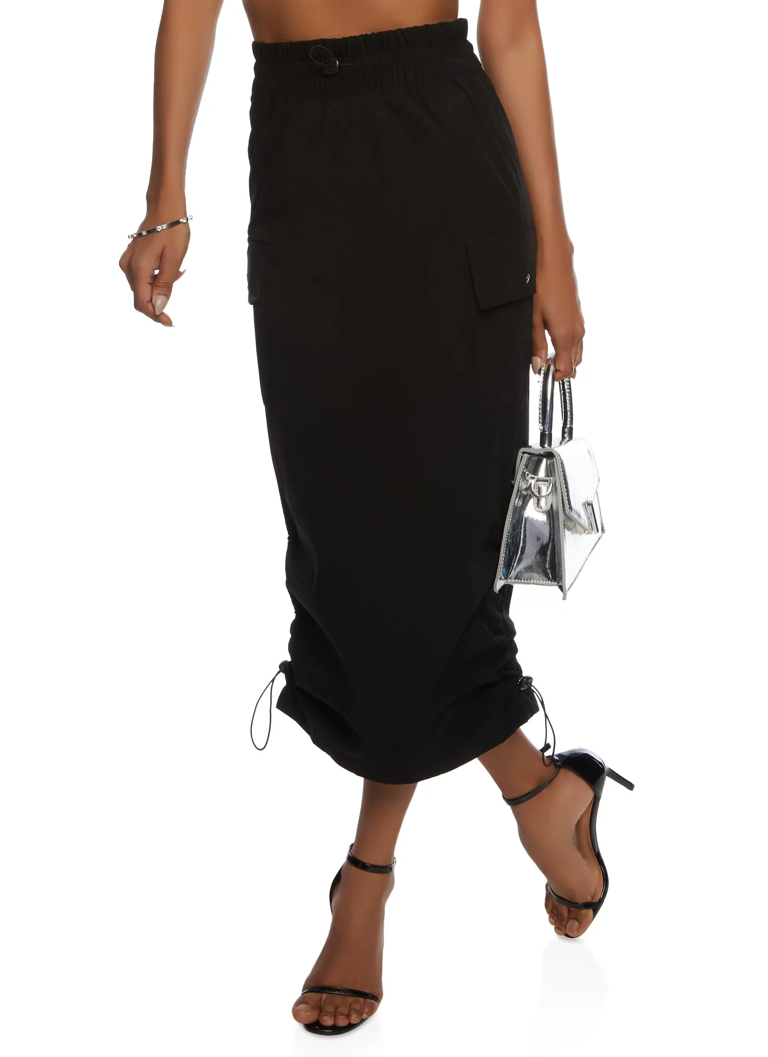 Nylon Toggle Drawstring Midi Cargo Skirt sold by Rainbow product image thumbnail 2