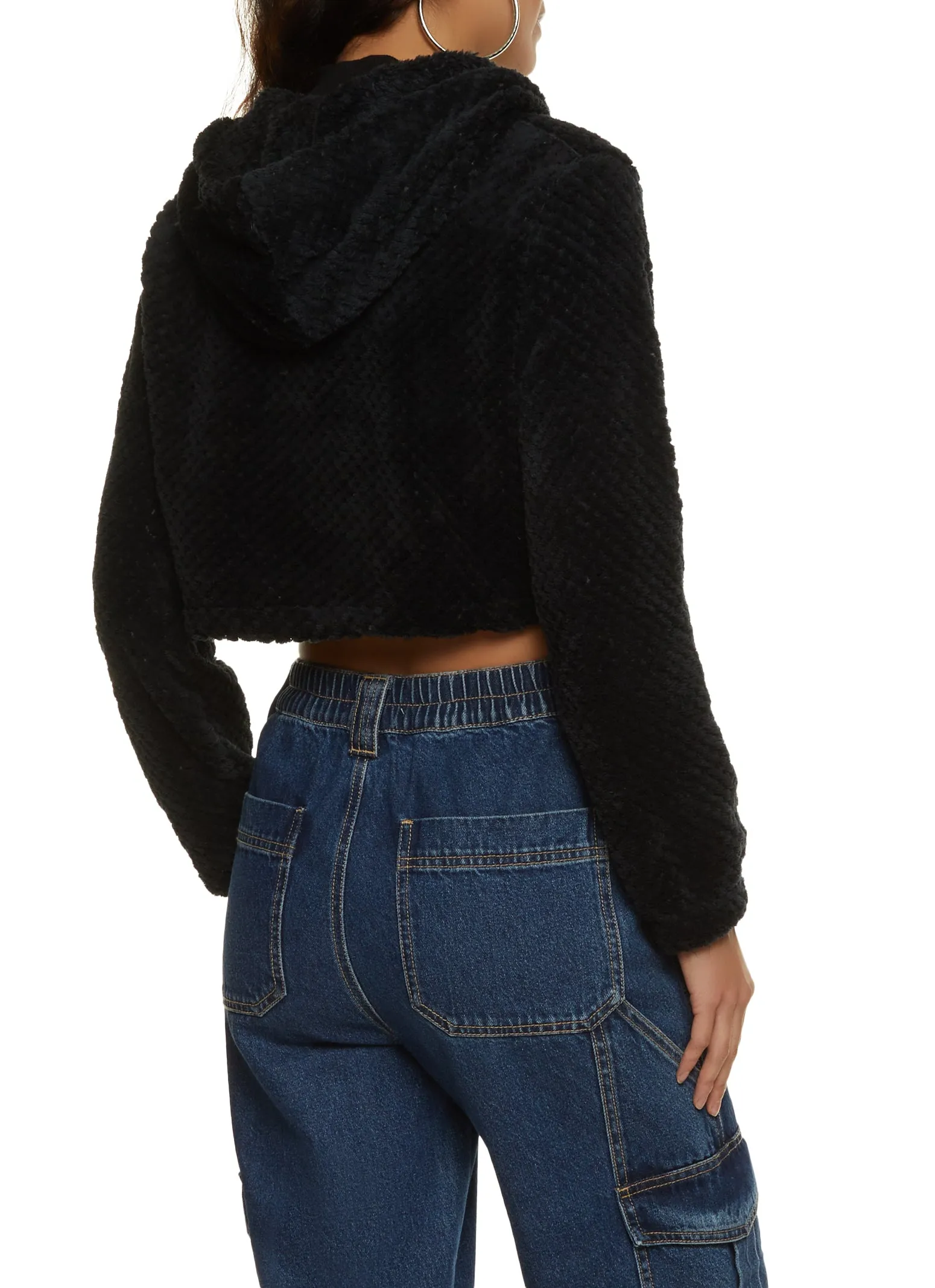 Quilted Plush Zip Front Hoodie sold by Rainbow product image thumbnail 2