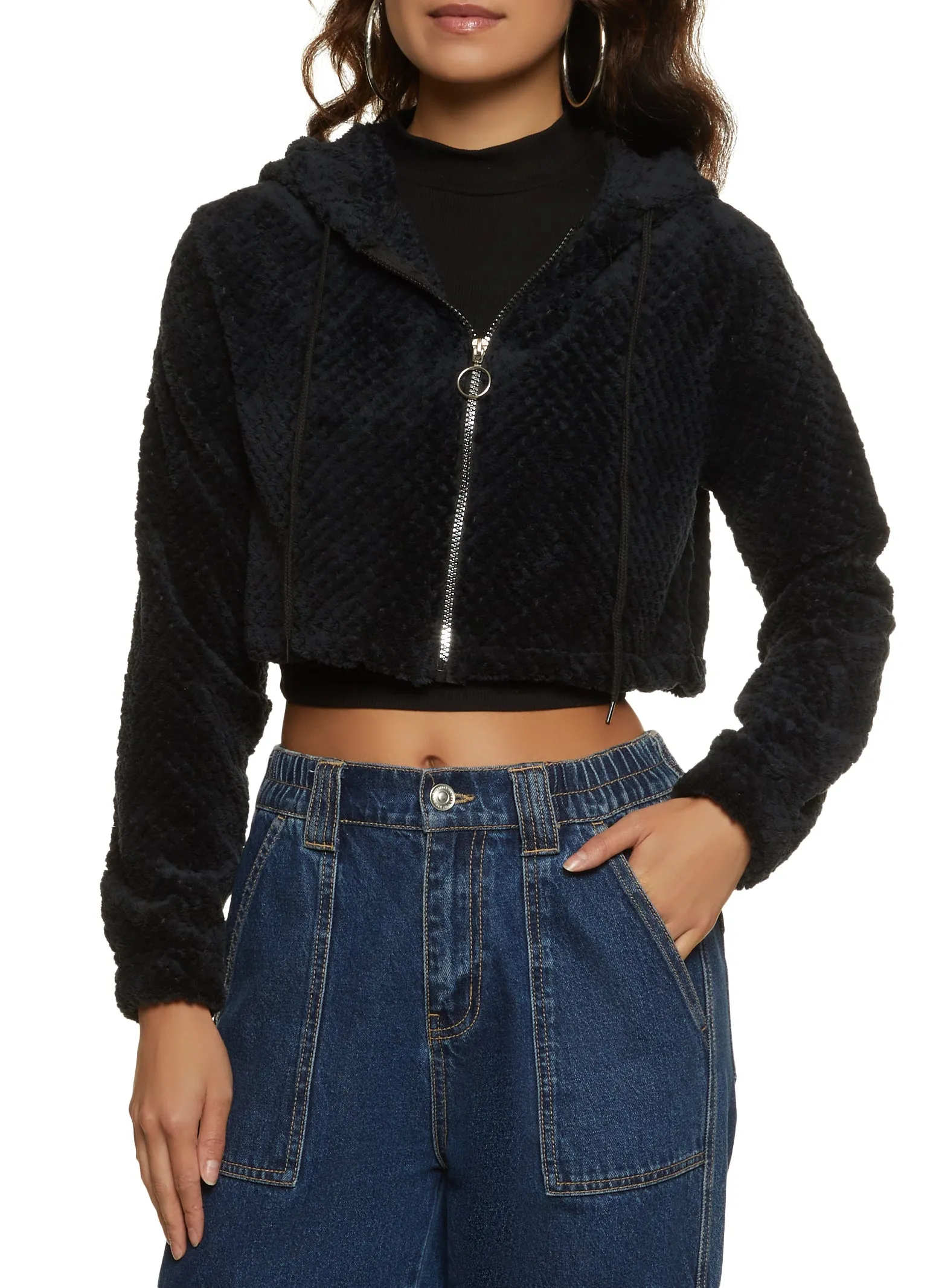 Quilted Plush Zip Front Hoodie sold by Rainbow